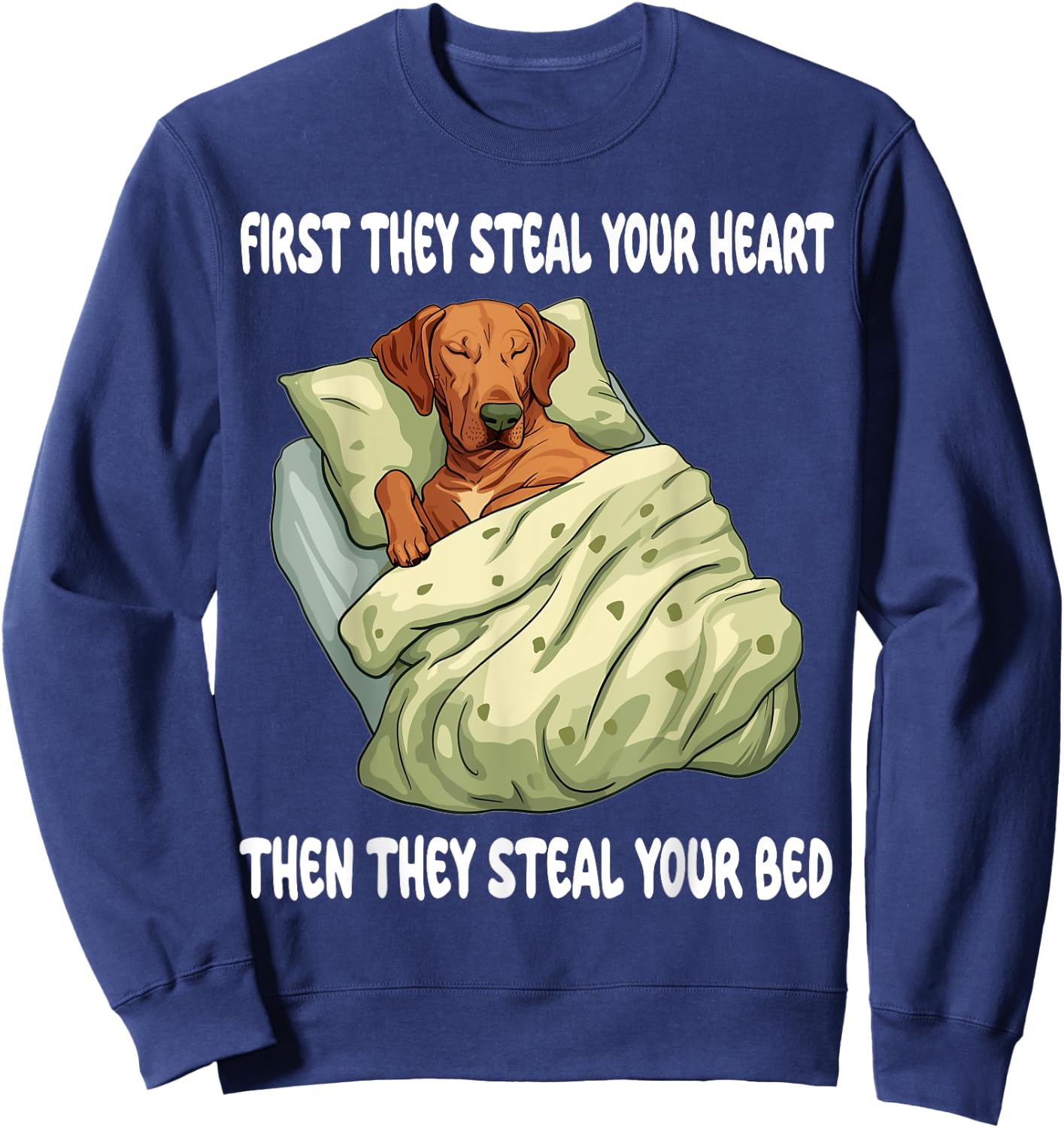 Rhodesian Ridgeback Sleeping Pajamas Nightgown Sweatshirt - Sweatshirt | Navy