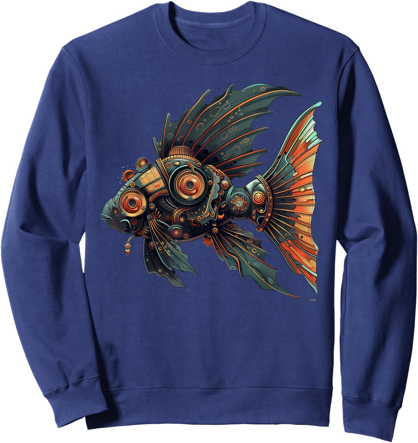 Oscar Fish Steampunk , Small, Black Sweatshirt - Sweatshirt | Navy