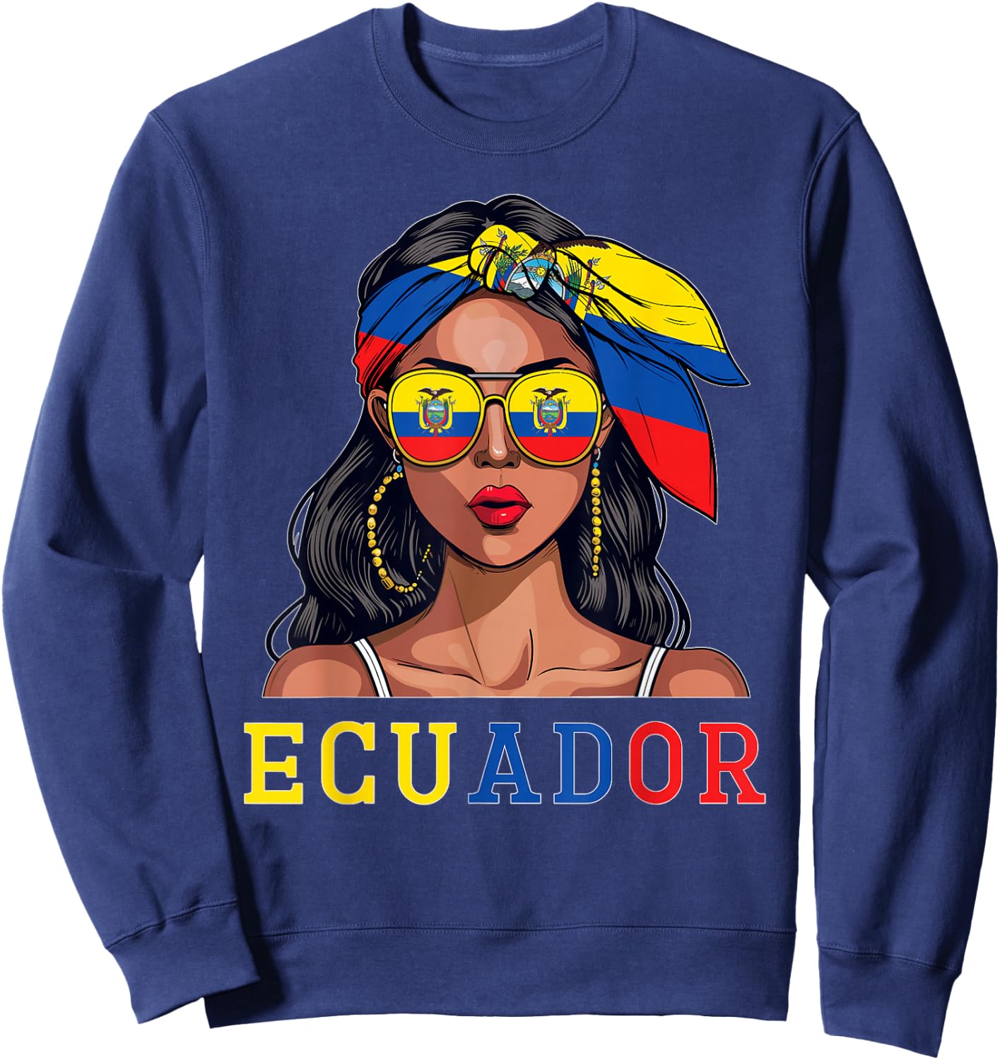 Ecuadorian Souvenirs Products Woman Flag Roots Ecuador Sweatshirt - Sweatshirt | Navy