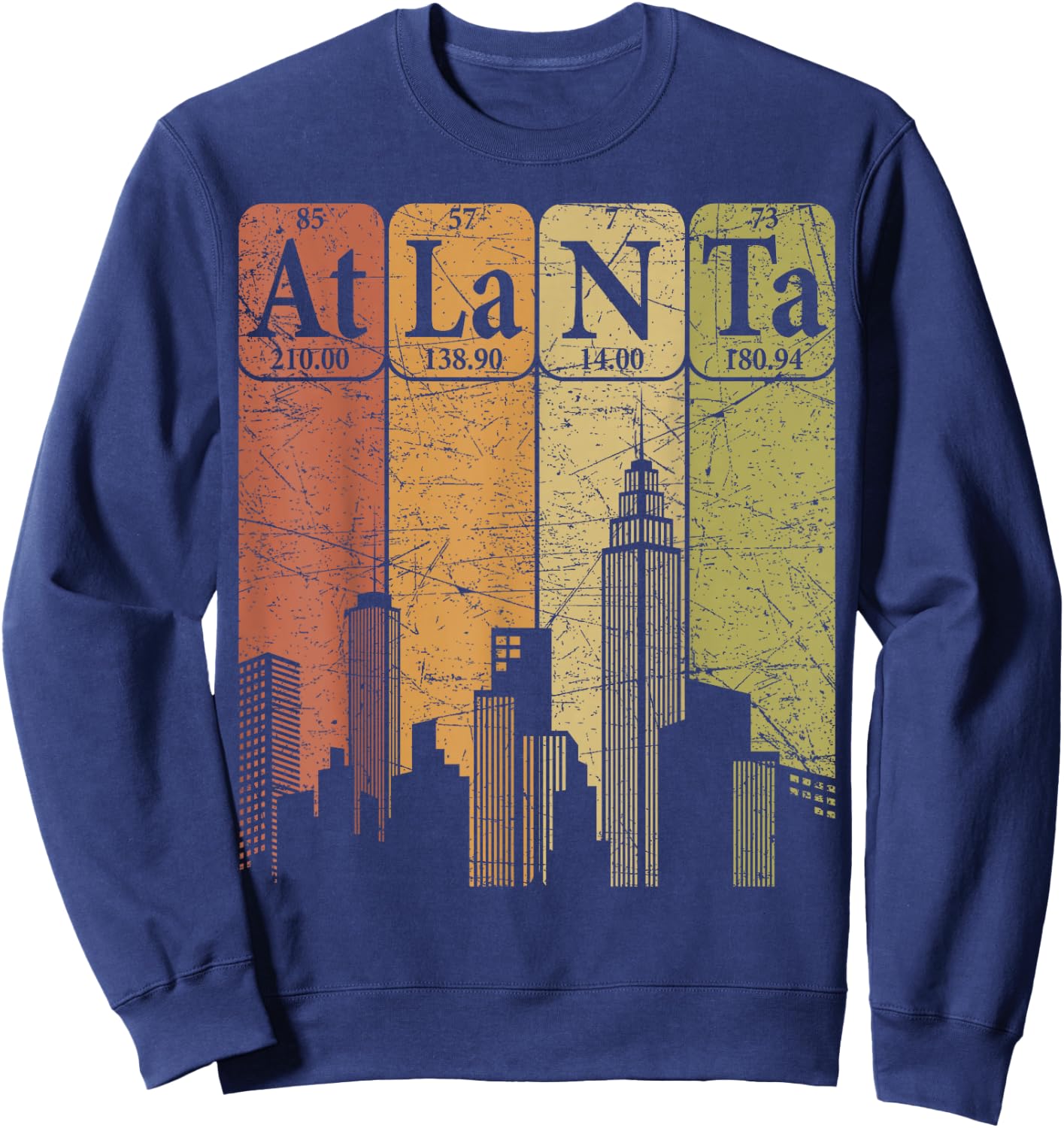 Atlanta Periodic Table Elements Atlanta Skyline Retro Sweatshirt - Sweatshirt | Navy