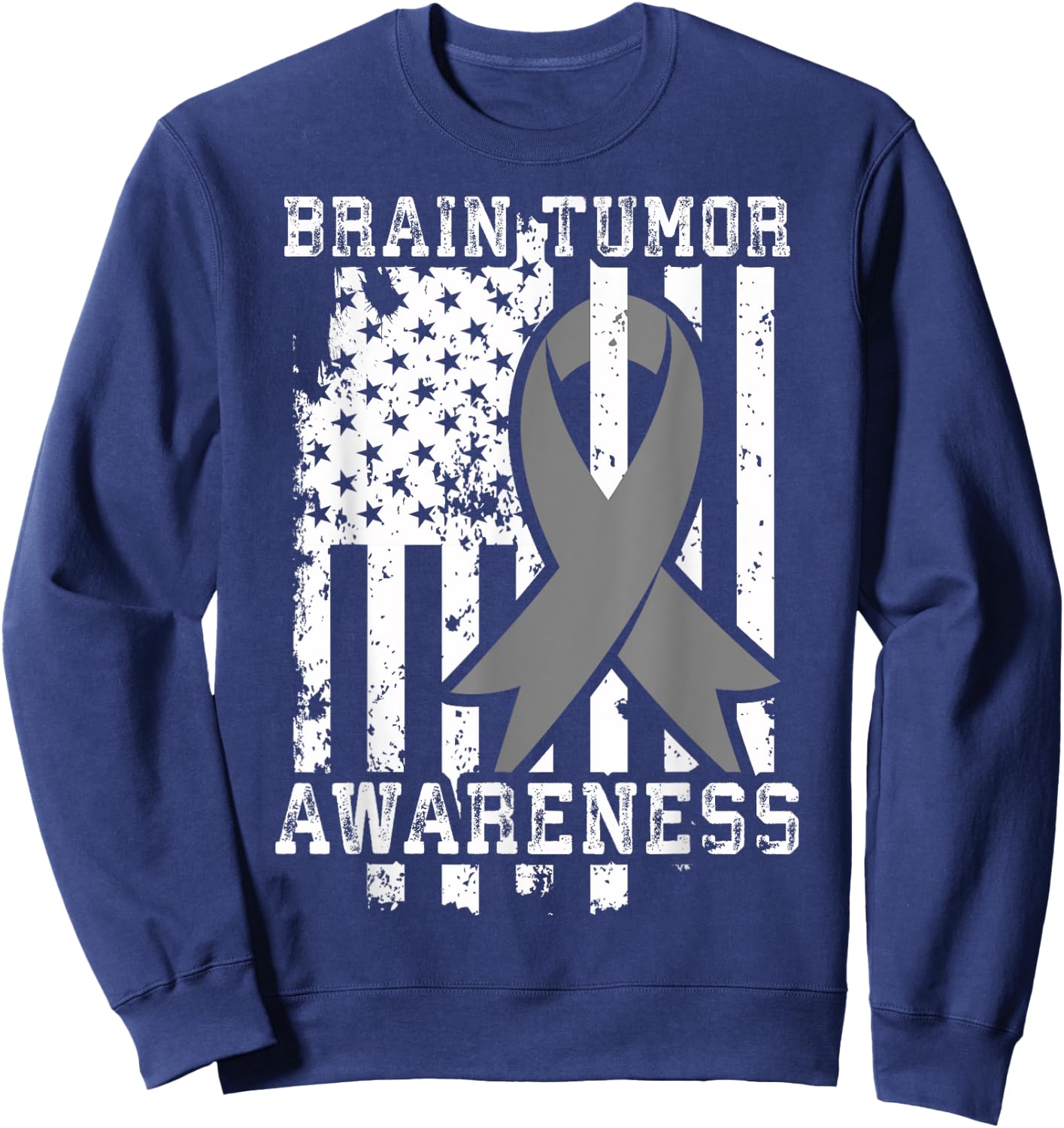 American Flag Shirt Gift Brain Tumor Patients Sweatshirt - Sweatshirt | Navy