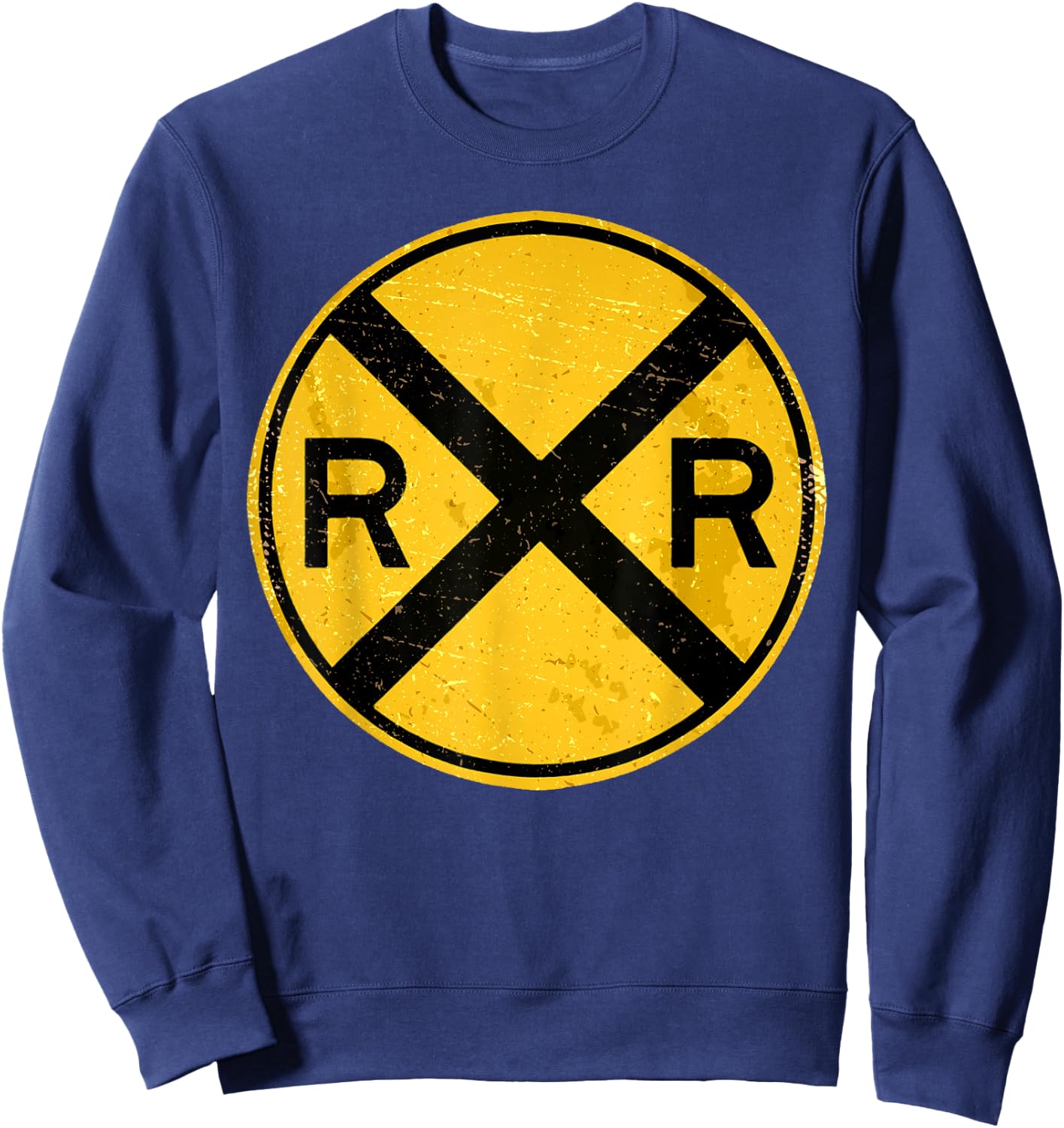Cool Train Art Women Railroad Crossing Model Train Sweatshirt - Sweatshirt | Navy