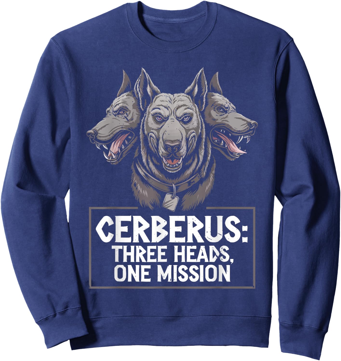 Cerberus Three Headed Dog Mythical Creature Greek Mythology Sweatshirt - Sweatshirt | Navy