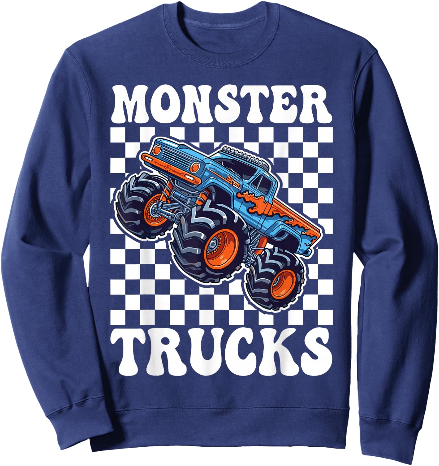 Monster Truck for Toddlers, Kids Monster Truck Retro Vintage Sweatshirt - Sweatshirt | Navy
