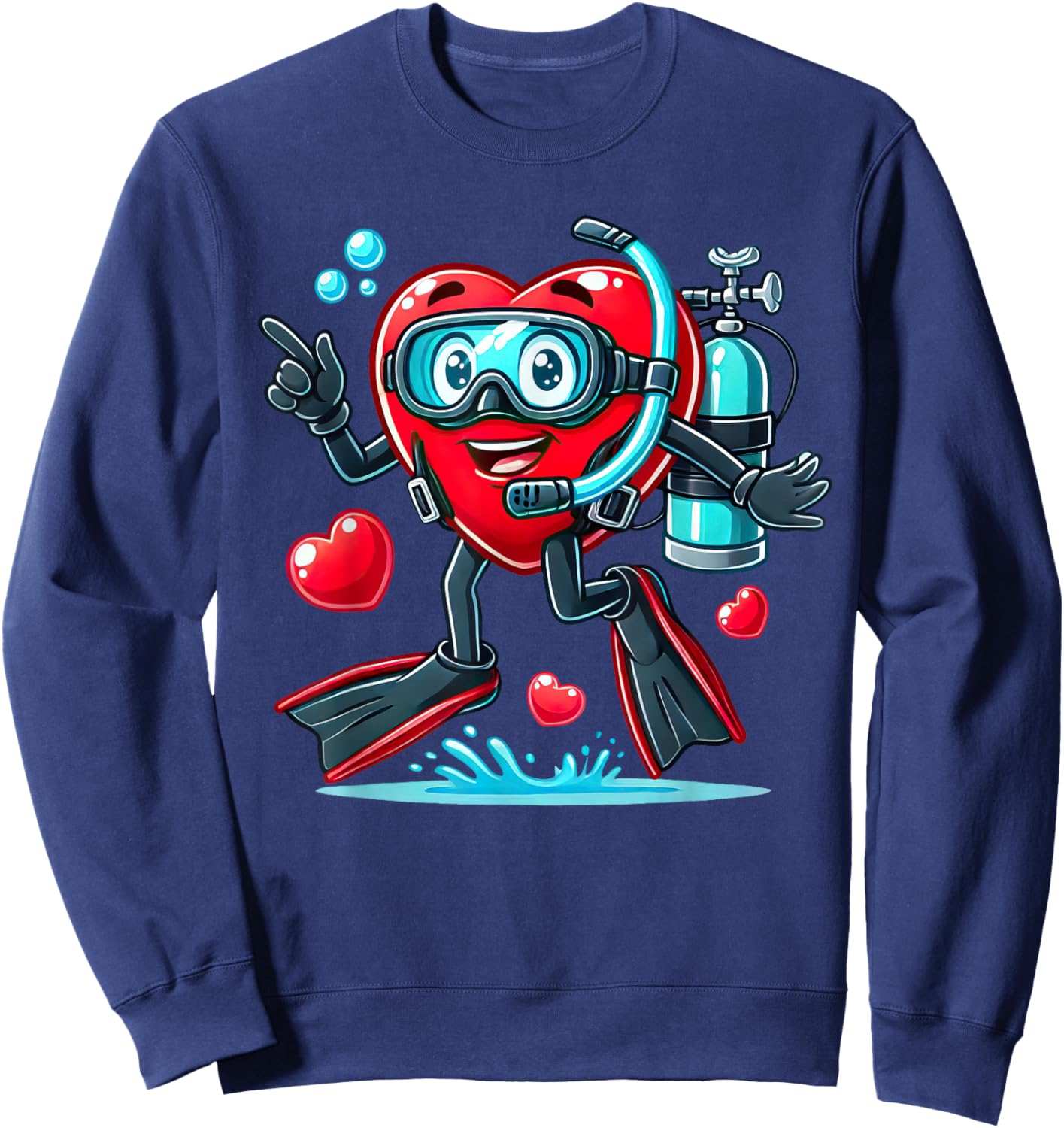 Funny Scuba Diving Heart Valentine Scuba Diving Sweatshirt - Sweatshirt | Navy