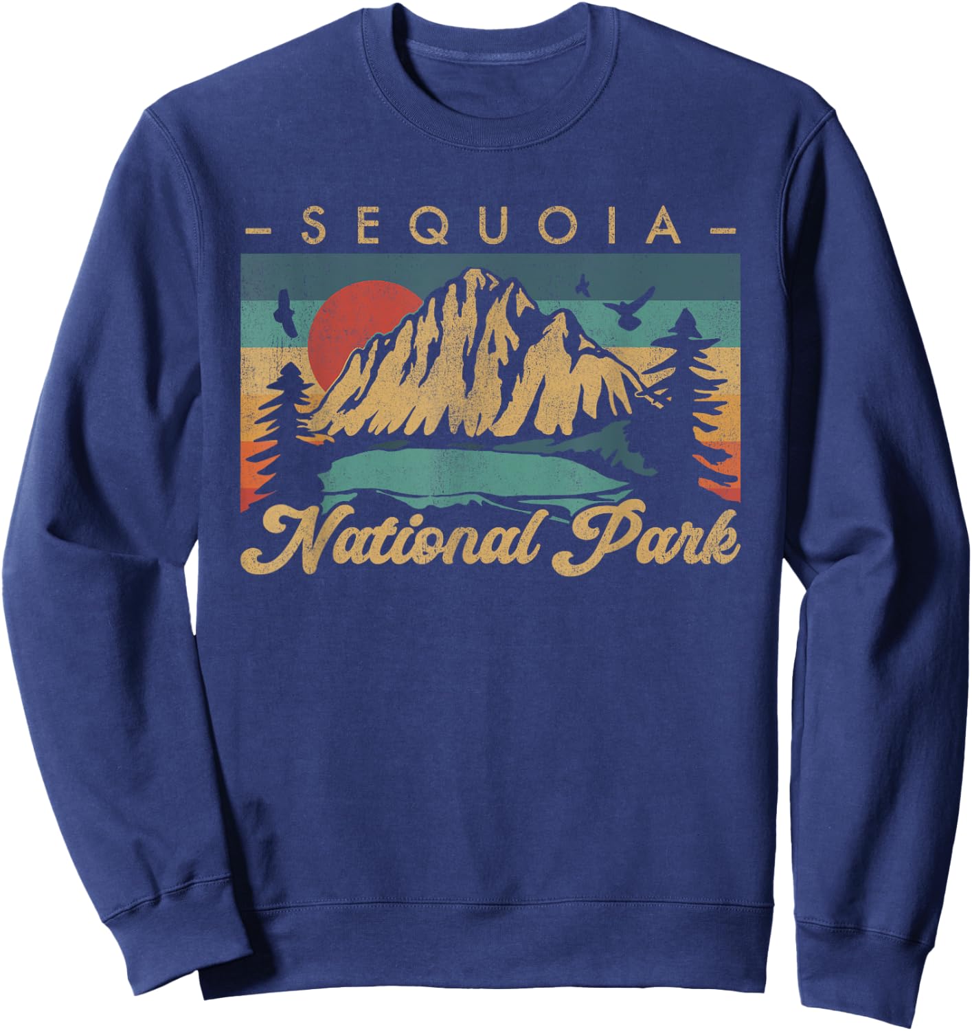 Retro Vintage Graphic Sequoia National Park Sweatshirt - Sweatshirt | Navy