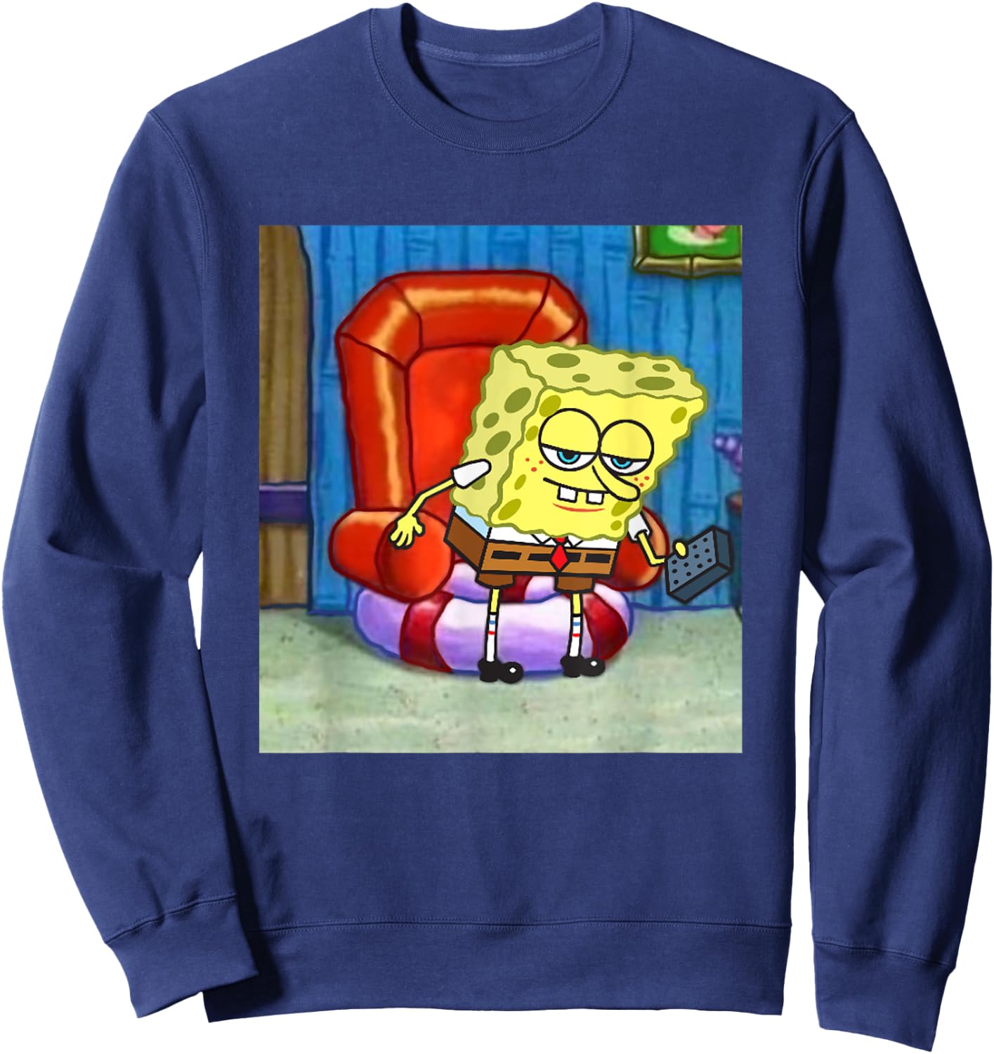 SpongeBob SquarePants Ight Imma Head Out Meme Frame Sweatshirt - Sweatshirt | Navy