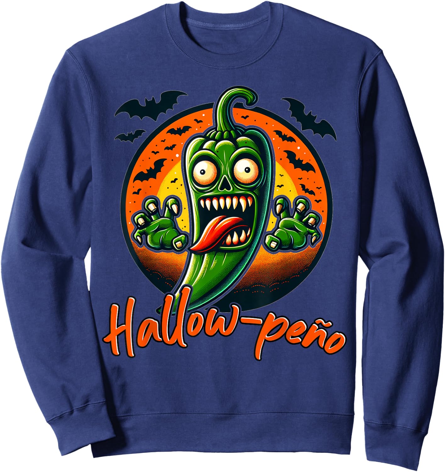 Jalapeno Ghost "Hallow-peno" Halloween Costume Sweatshirt - Sweatshirt | Navy