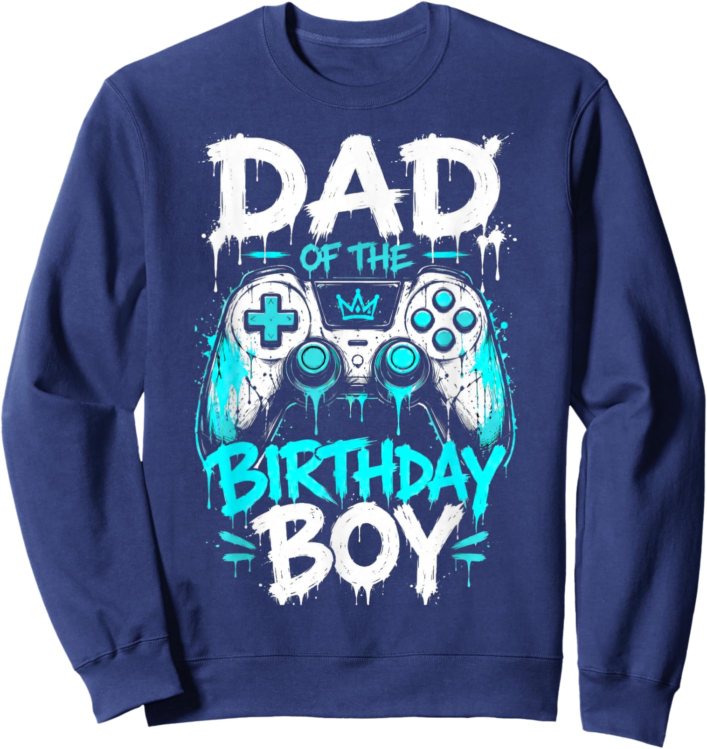 Dad of The Birthday Boys Matching Video Game Birthday Sweatshirt - Sweatshirt | Navy