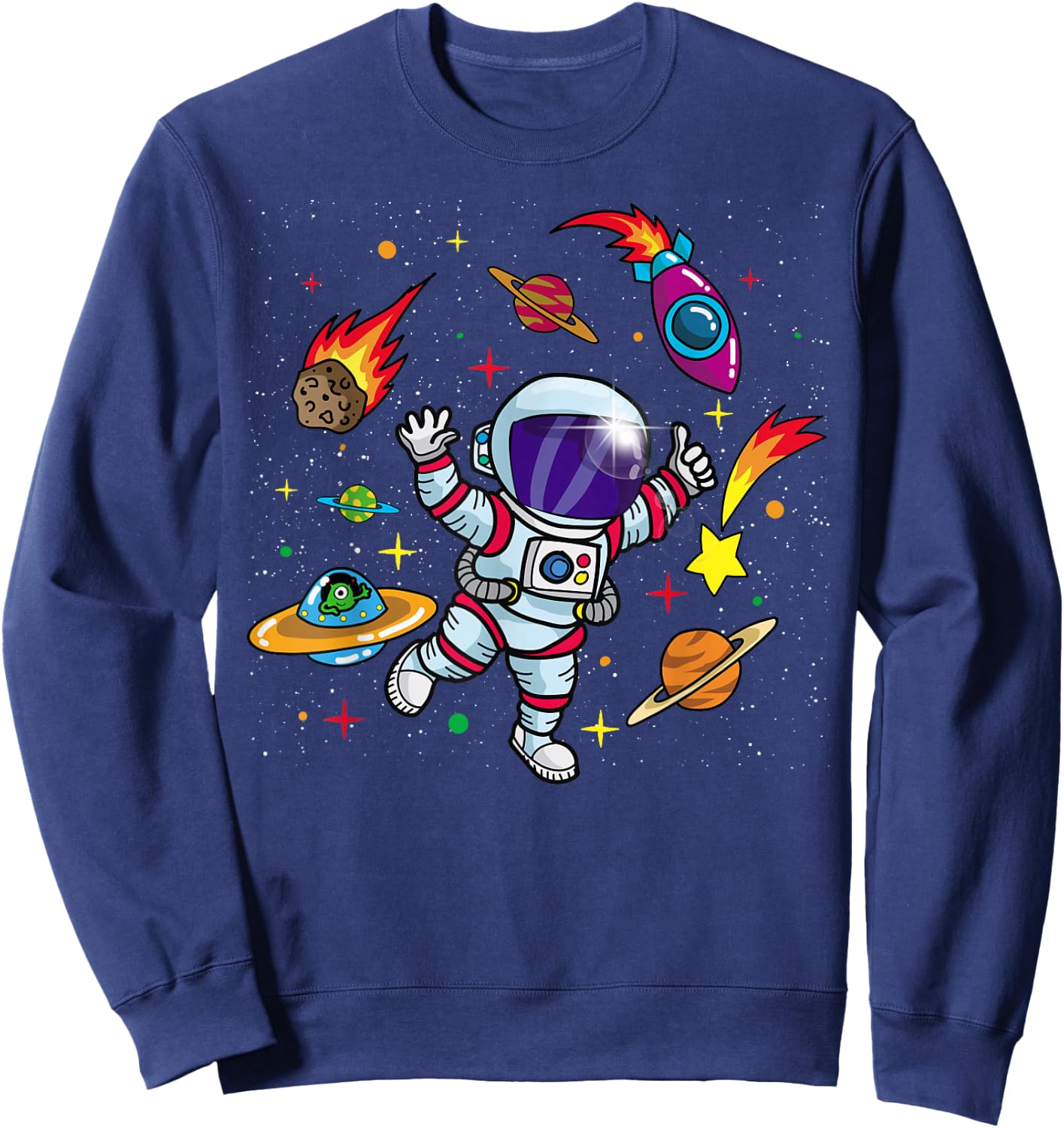 Outer Space Gift Sci Fi- Boys & Girls Astronaut Sweatshirt - Sweatshirt | Navy