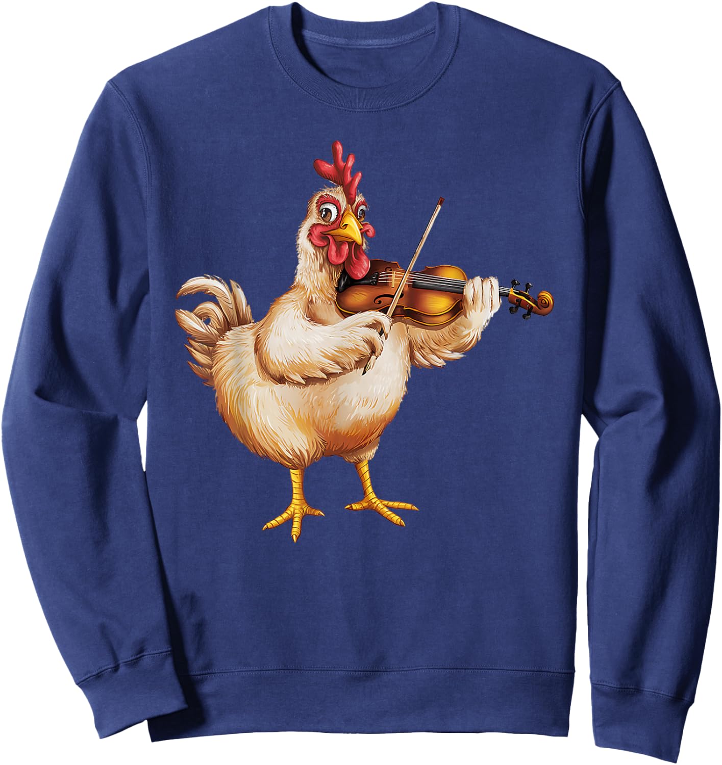 Funny Musician Violinist Cute Chicken Playing Violin Sweatshirt - Sweatshirt | Navy