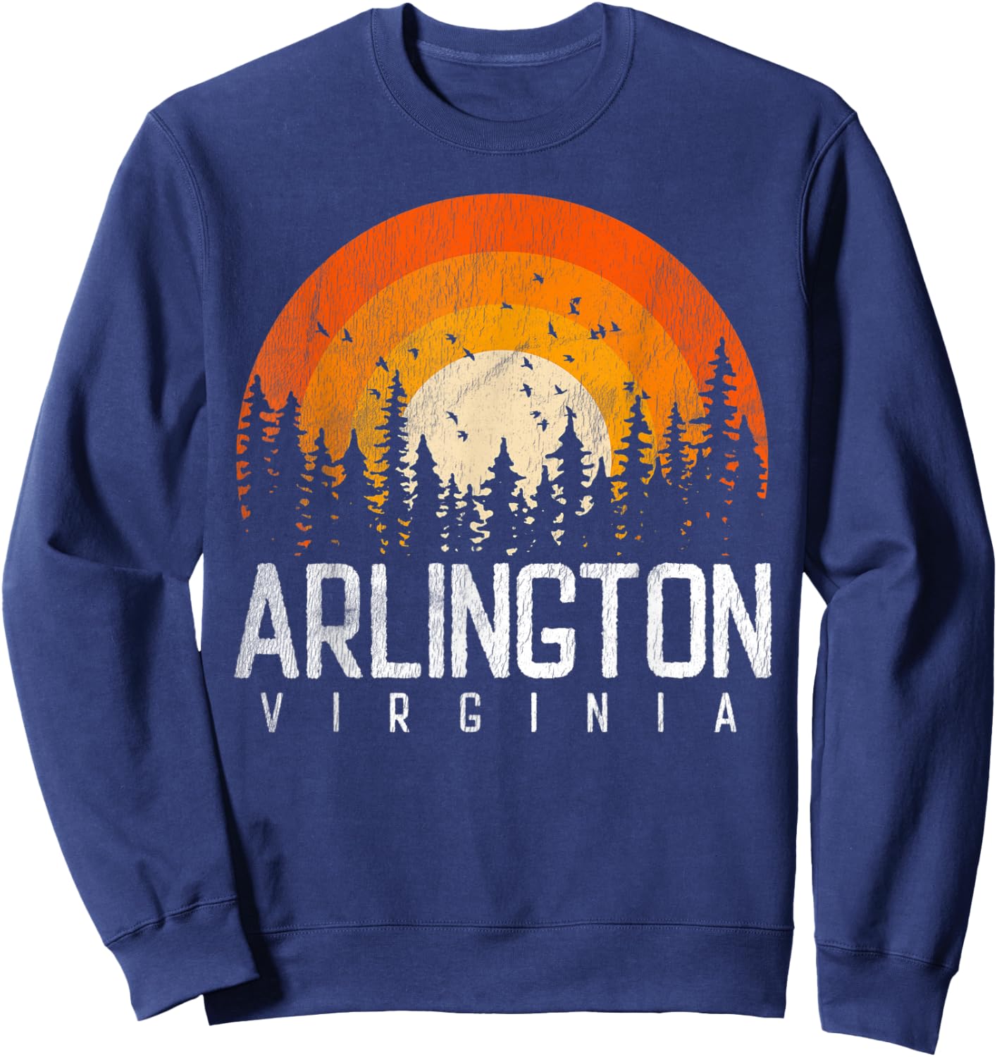 Arlington Virginia VA Shirt Vintage 70s 80s 90s Retro Gift Sweatshirt - Sweatshirt | Navy