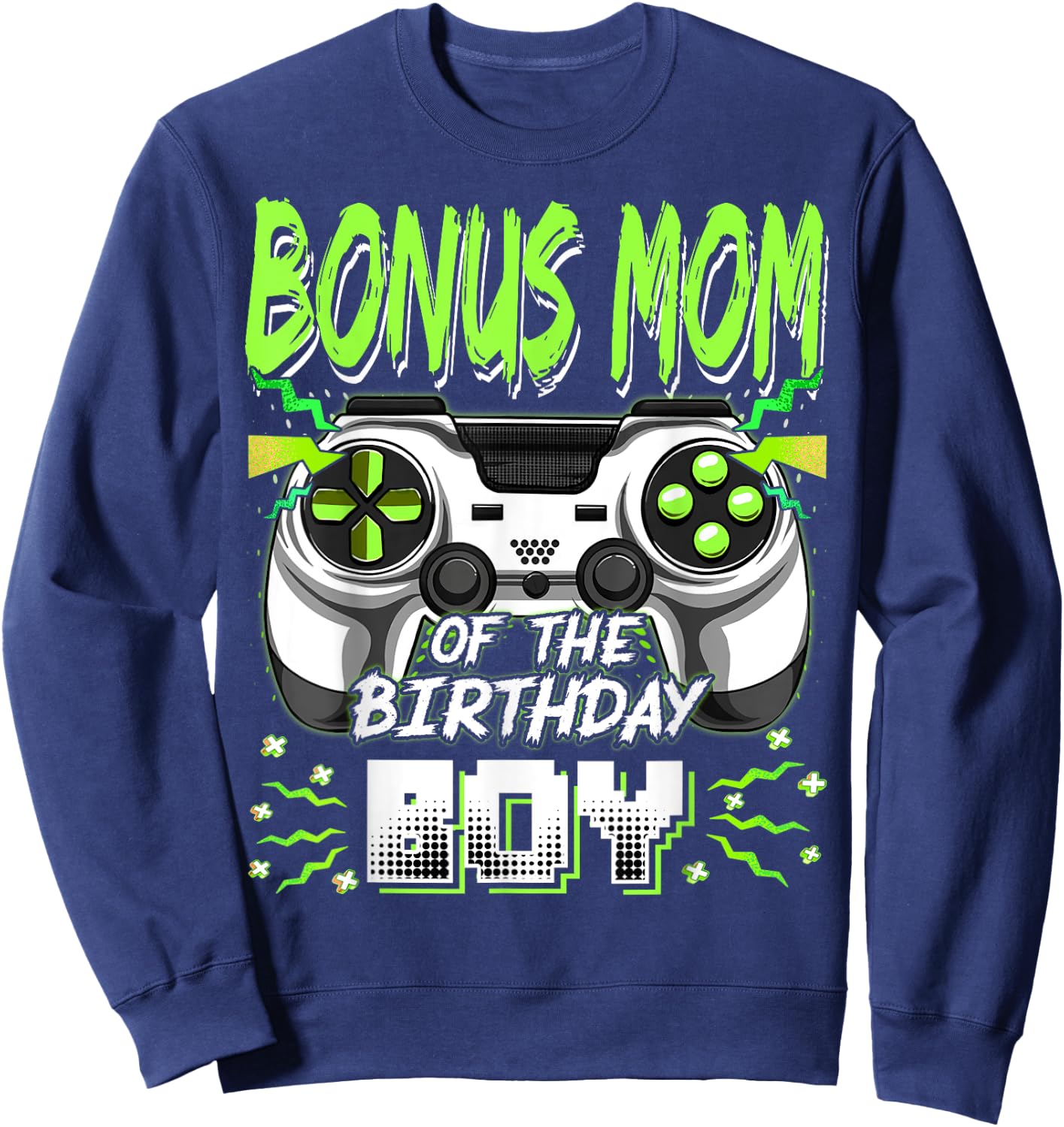 Bonus Mom Of The Birthday Boy Video Game Bday Party Sweatshirt - Sweatshirt | Navy
