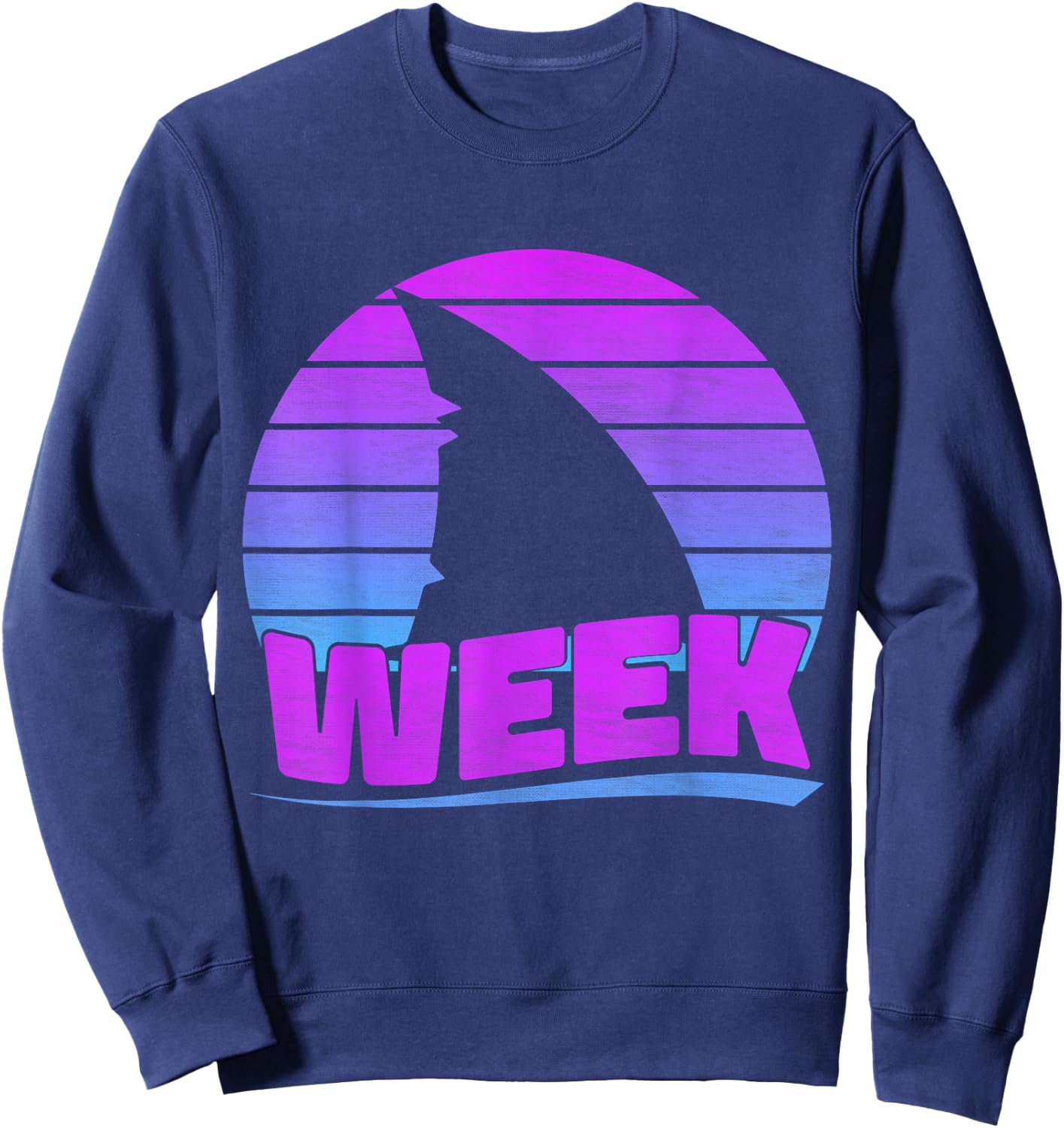 2025 Week Retro Shark Fin Lover Sea Ocean Animal Summer Trip Men Women Kids Sweatshirt - Sweatshirt | Navy
