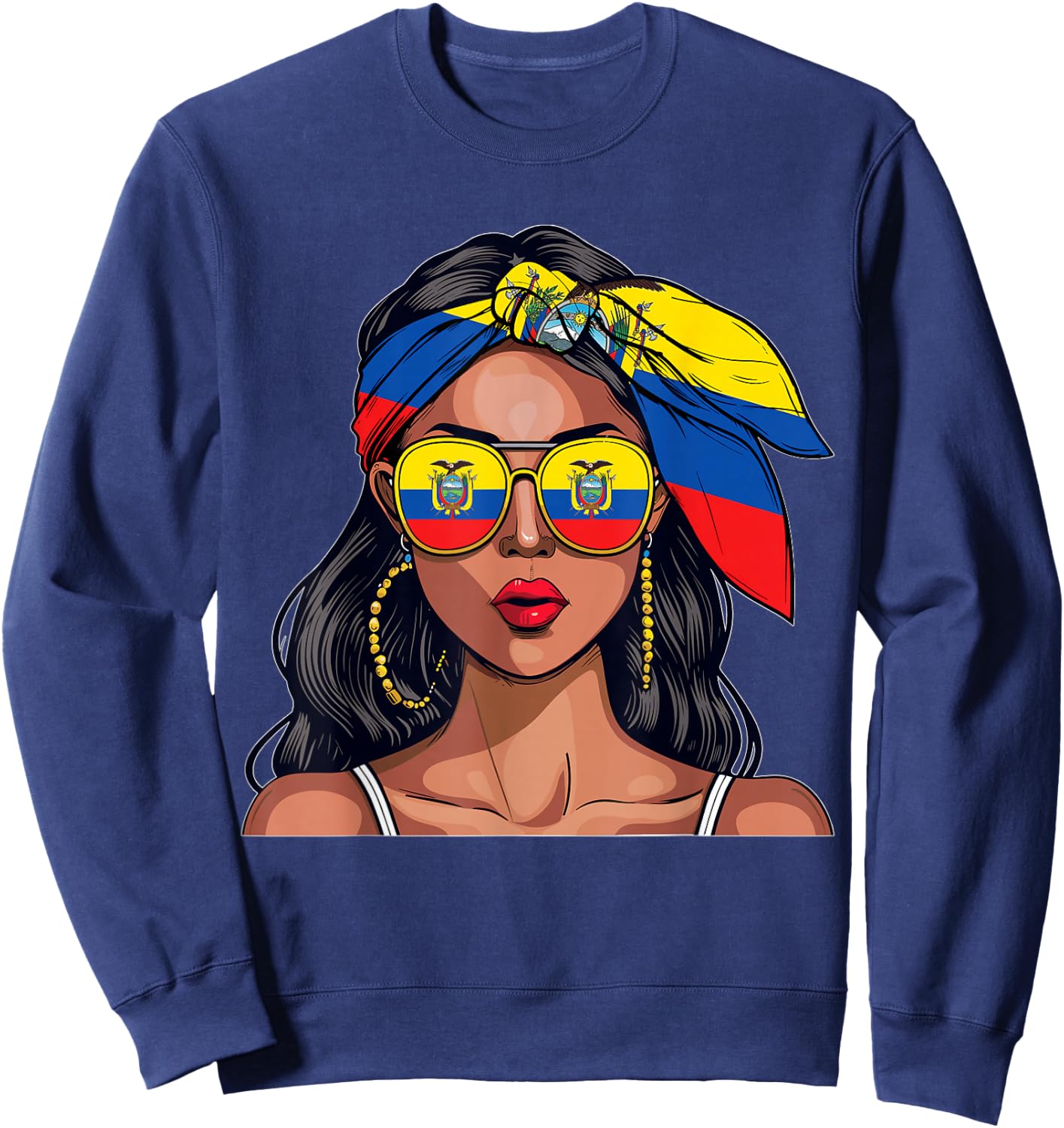 Ecuadorian Souvenirs Products Woman Flag Uniform Ecuador Sweatshirt - Sweatshirt | Navy