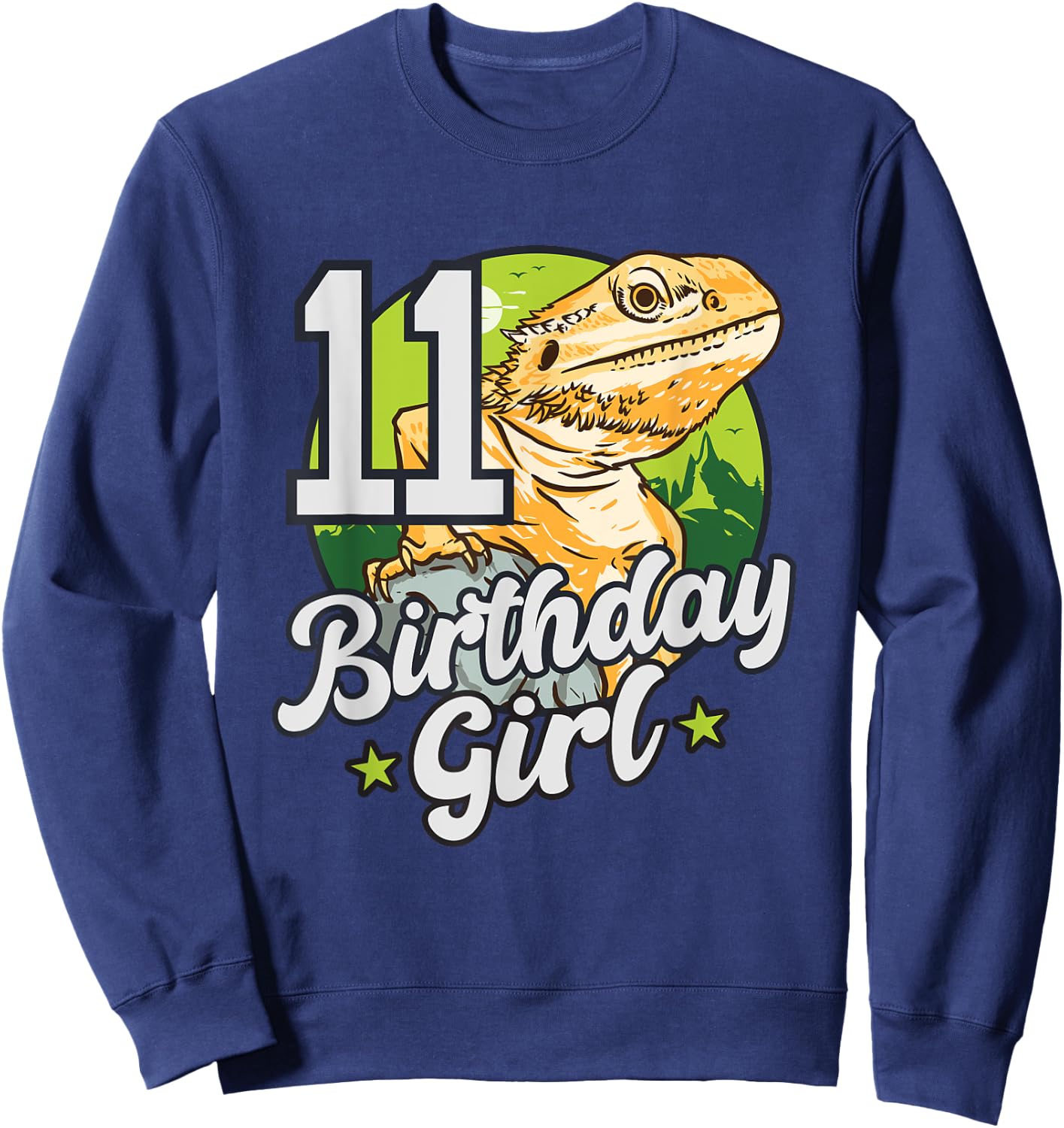 Lizard Birthday 11 Bearded Dragon 11 Year Old Girl Sweatshirt - Sweatshirt | Navy