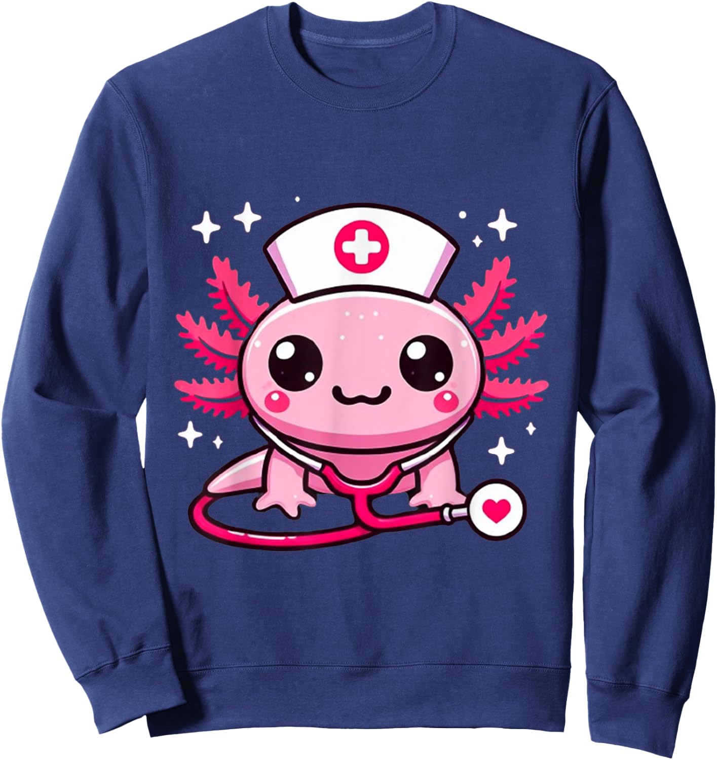 Thanksgiving Scrub Tops Women Axolotls Nurse Holiday Nursing Sweatshirt - Sweatshirt | Navy