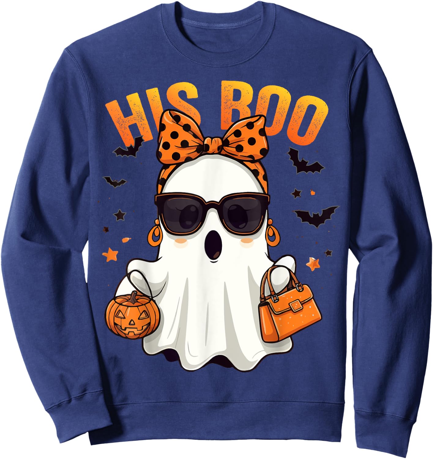 Her Boo His Boo Funny Ghost Matching Couples Halloween 2024 Sweatshirt - Sweatshirt | Navy