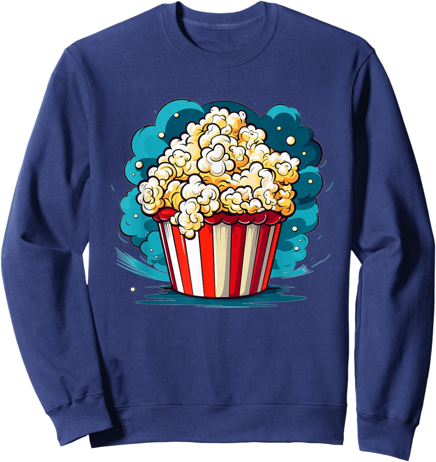 Popcorn Explosion Cartoon Movie Time Sweatshirt - Sweatshirt | Navy