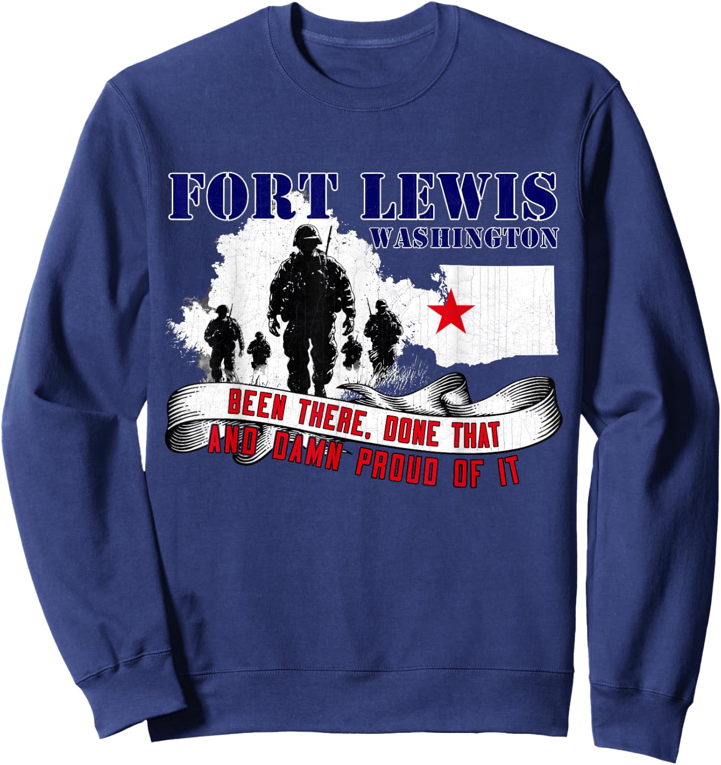 Fort Lewis Washington US Military Base Veterans Day Sweatshirt - Sweatshirt | Navy