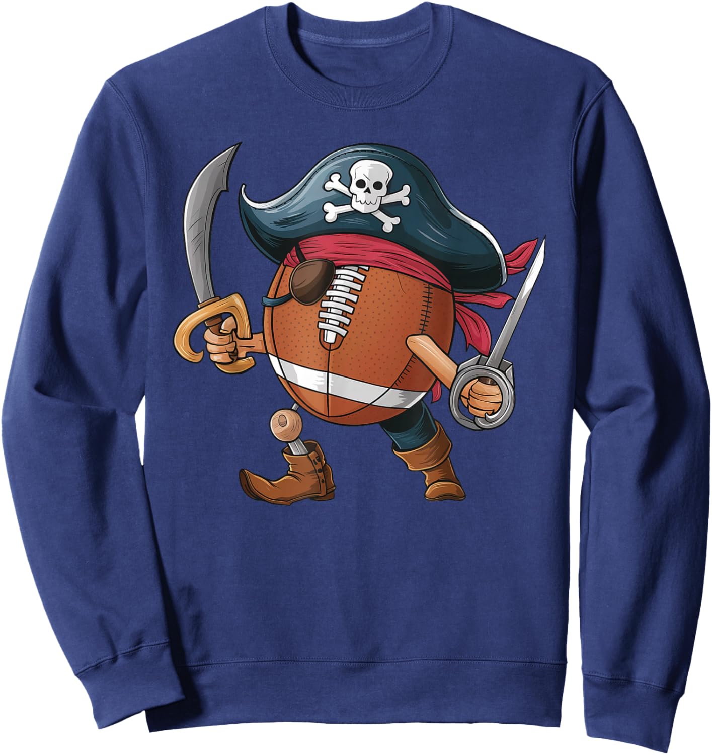Funny Football Pirate Halloween Kids Football Sweatshirt - Sweatshirt | Navy