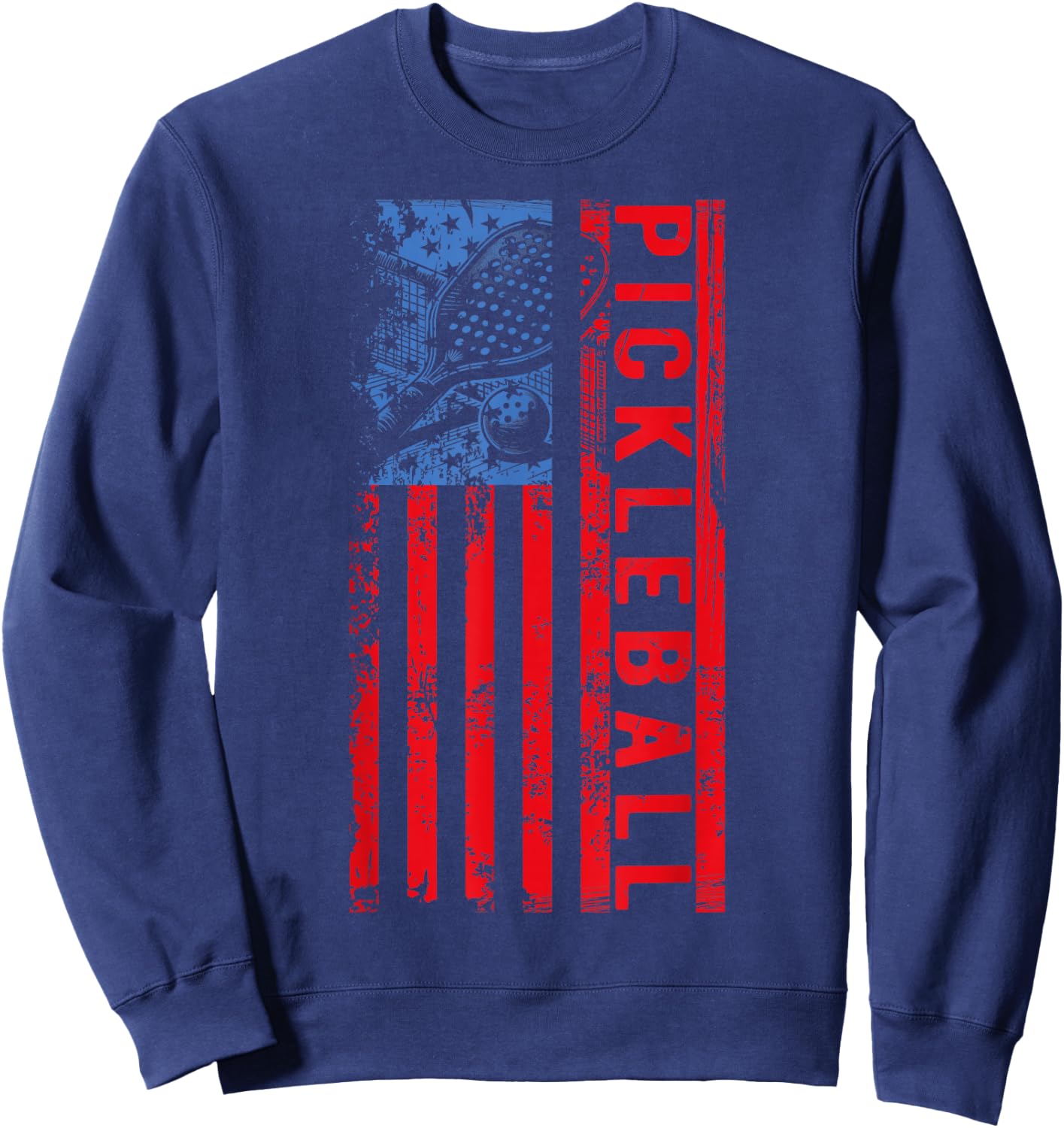 US Flag Pickleball American Pickleball Player Sweatshirt - Sweatshirt | Navy