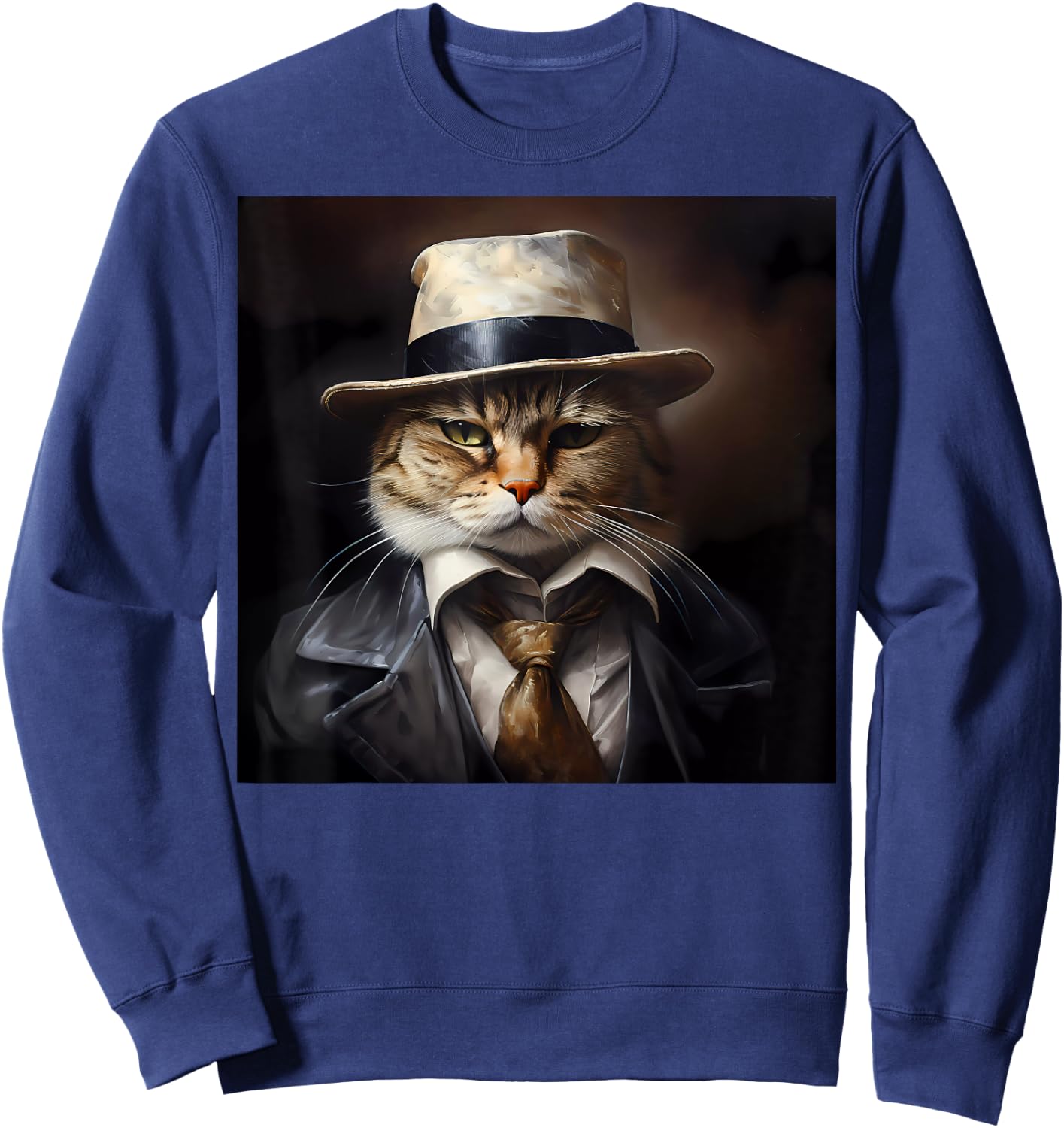 Funny Cat Gangster Mafia Meme for Kitten Parents Adults Kids Sweatshirt - Sweatshirt | Navy
