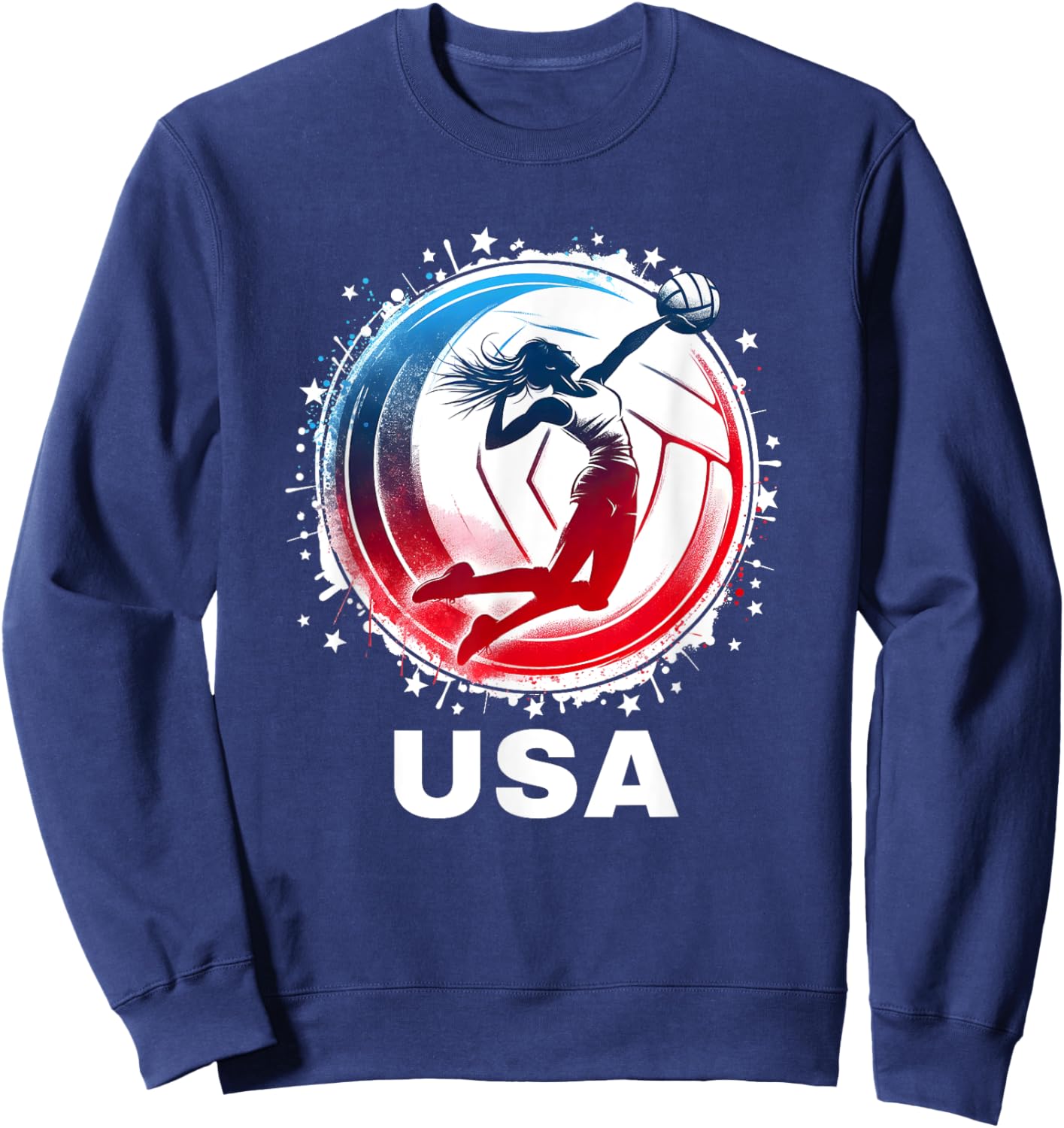 Volleyball USA Team Men Women Kids Volleyball Apparel USA Sweatshirt - Sweatshirt | Navy