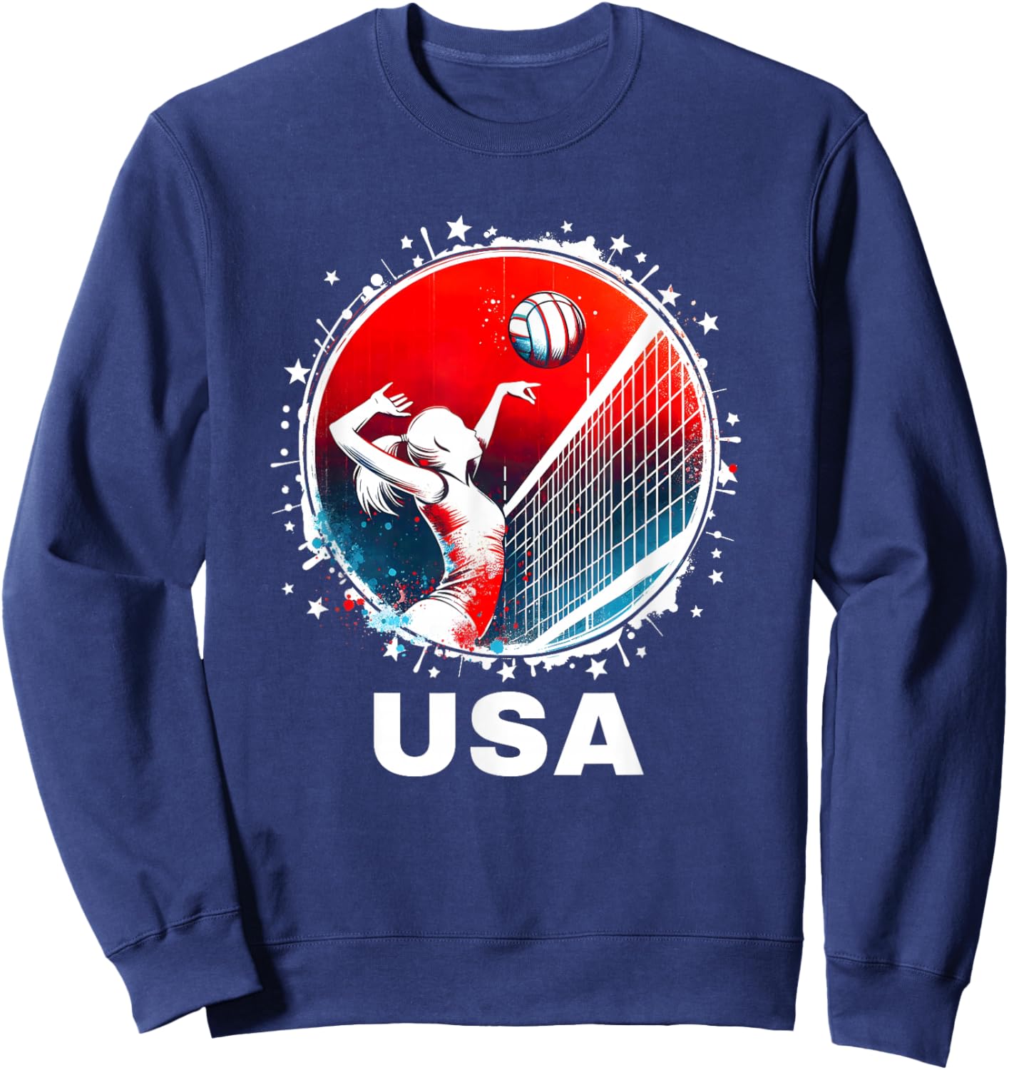 USA Team Volleyball Shirt Volleyball Women Volleyball USA Sweatshirt - Sweatshirt | Navy
