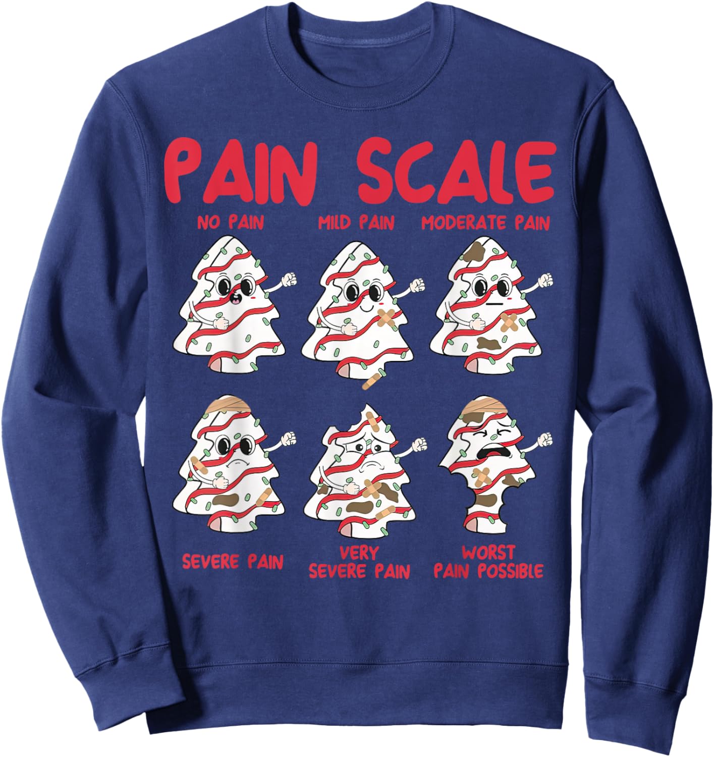 Pain Scale Christmas Tree Cake Nurse Christmas School Nurse Sweatshirt - Sweatshirt | Navy