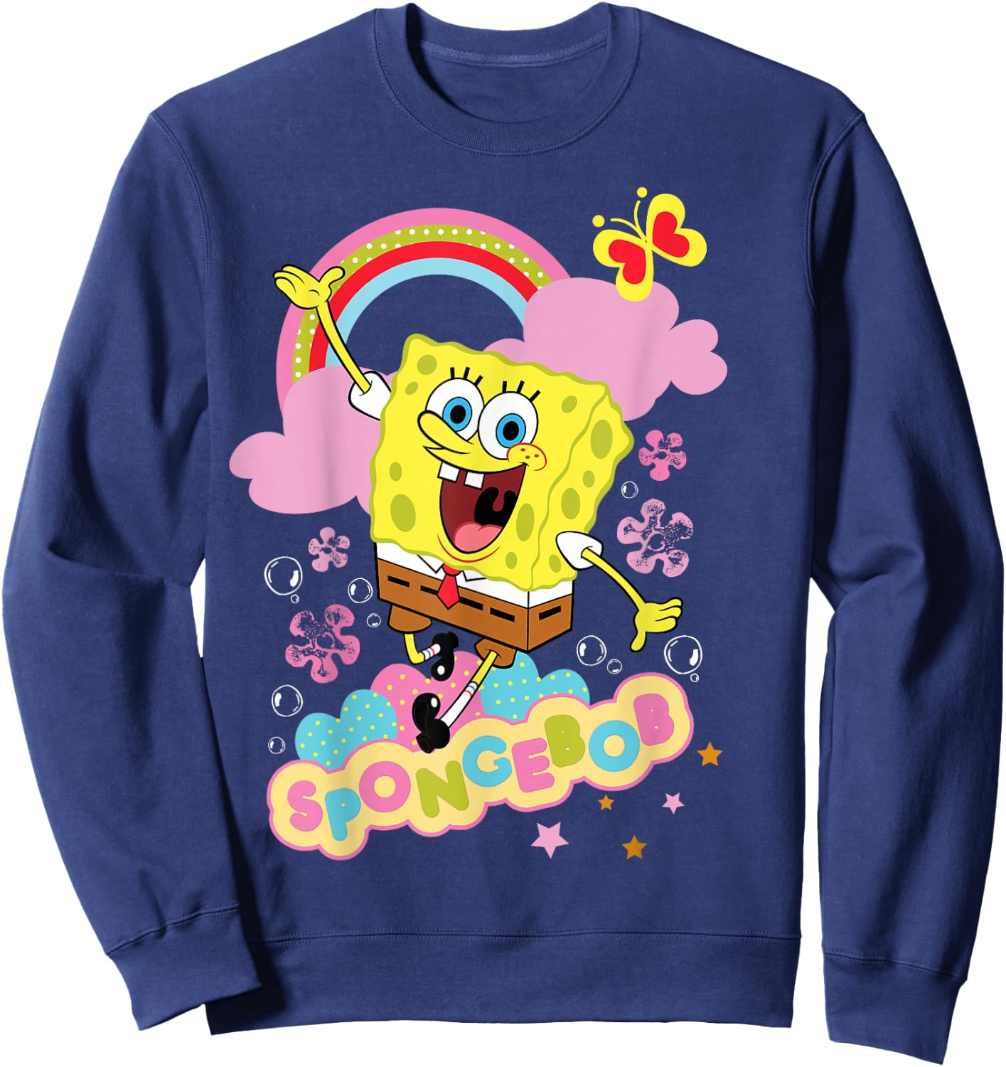 Spongebob Squarepants Flowers and Rainbow Sweatshirt - Sweatshirt | Navy