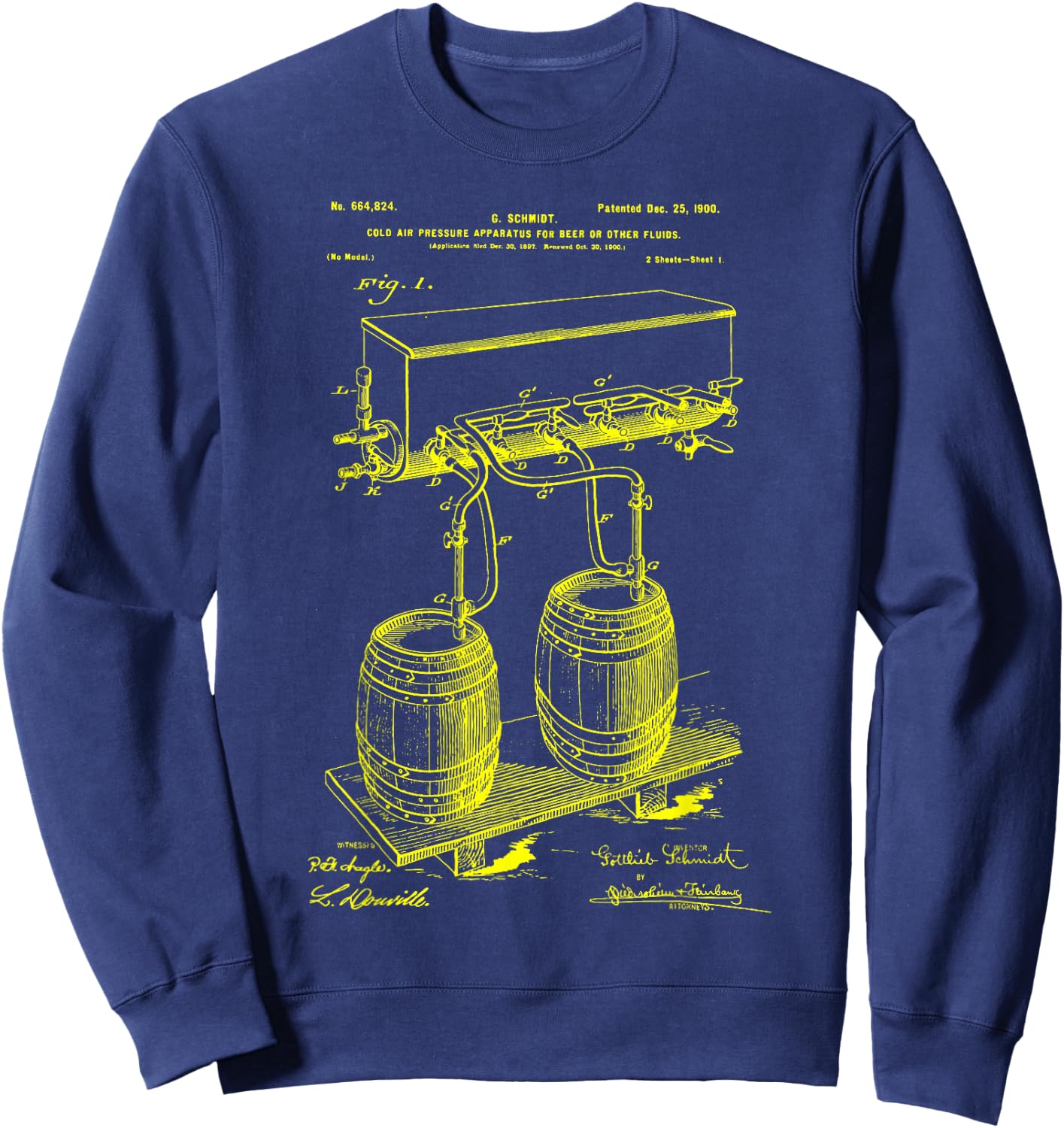 Craft Beer Brewing Classic Vintage Patent Brewery Brewer Sweatshirt - Sweatshirt | Navy