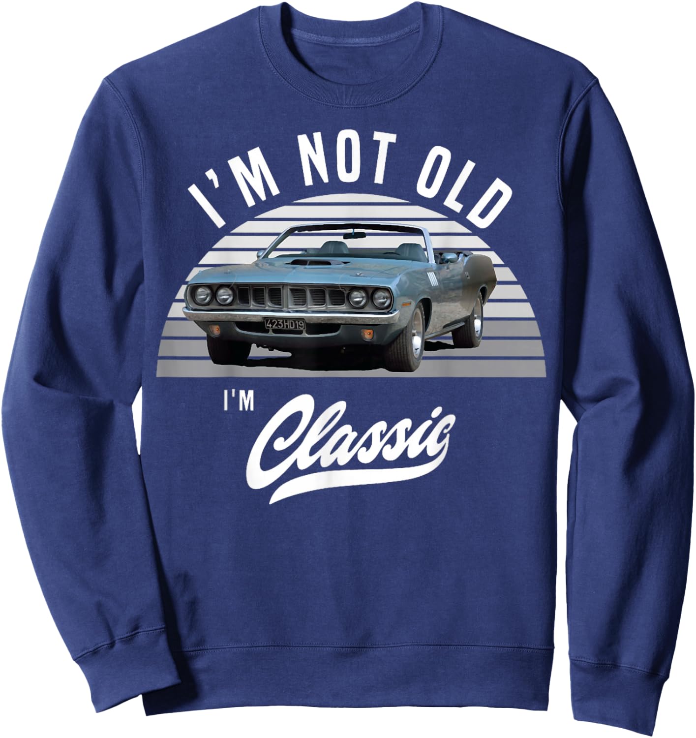 1971 Cuda Plymouth Barracuda Convertible Vintage Cars , Small Sweatshirt - Sweatshirt | Navy