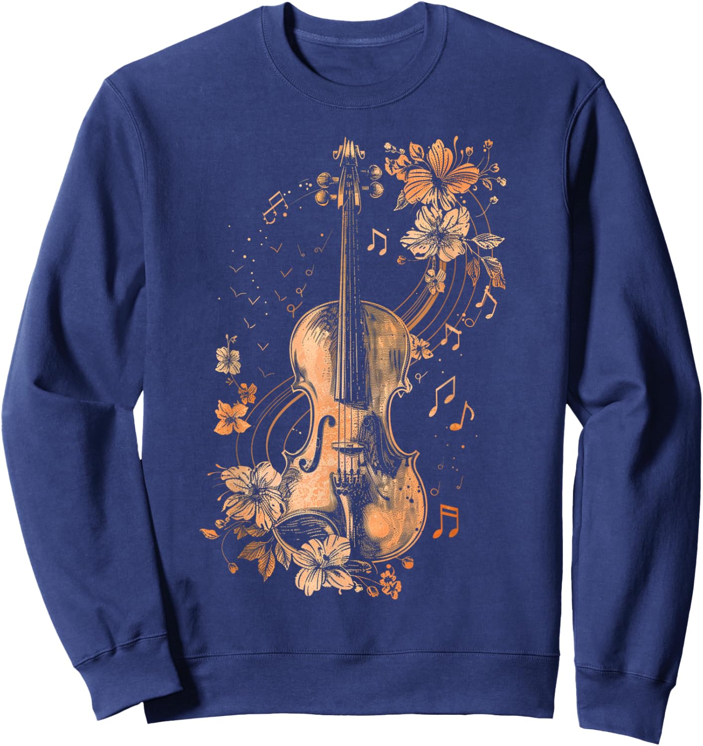Violin Player Classical Music Notes Orchestra Violinist Sweatshirt - Sweatshirt | Navy