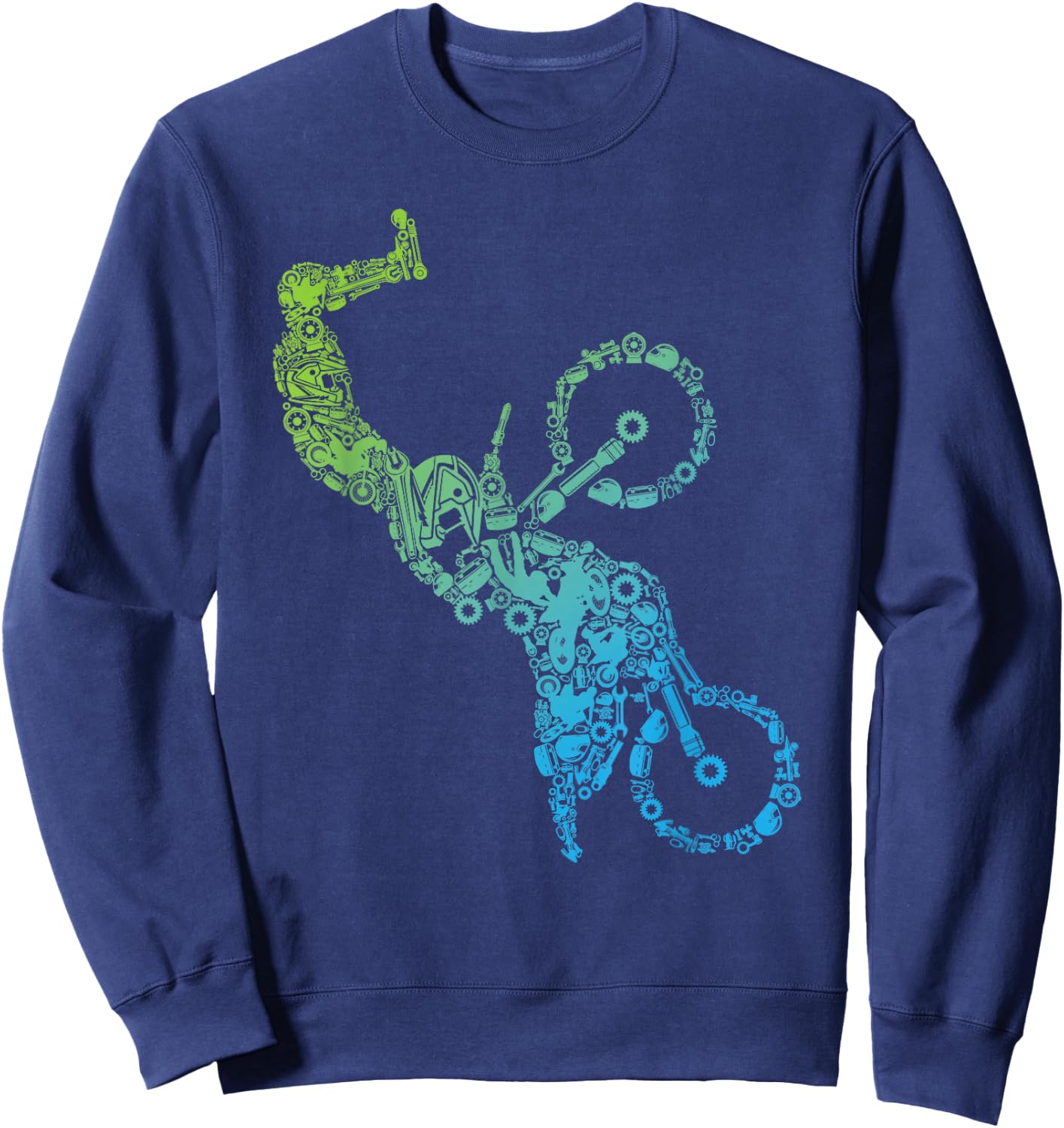 Mechanical Motocross Rider Steampunk Dirt Bike Freestyle MX Sweatshirt - Sweatshirt | Navy