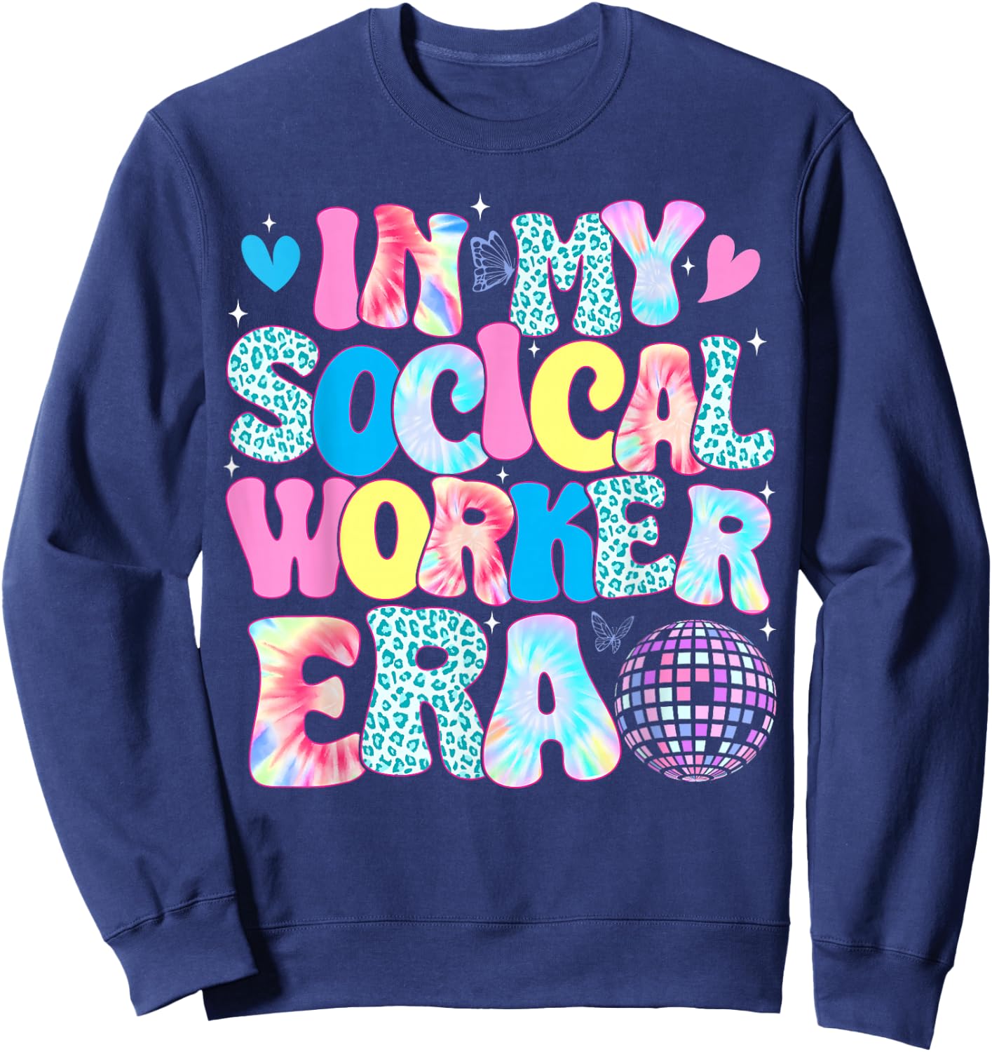 In My Social Worker Era Tie Dye Leopard Social Worker MSW Sweatshirt - Sweatshirt | Navy