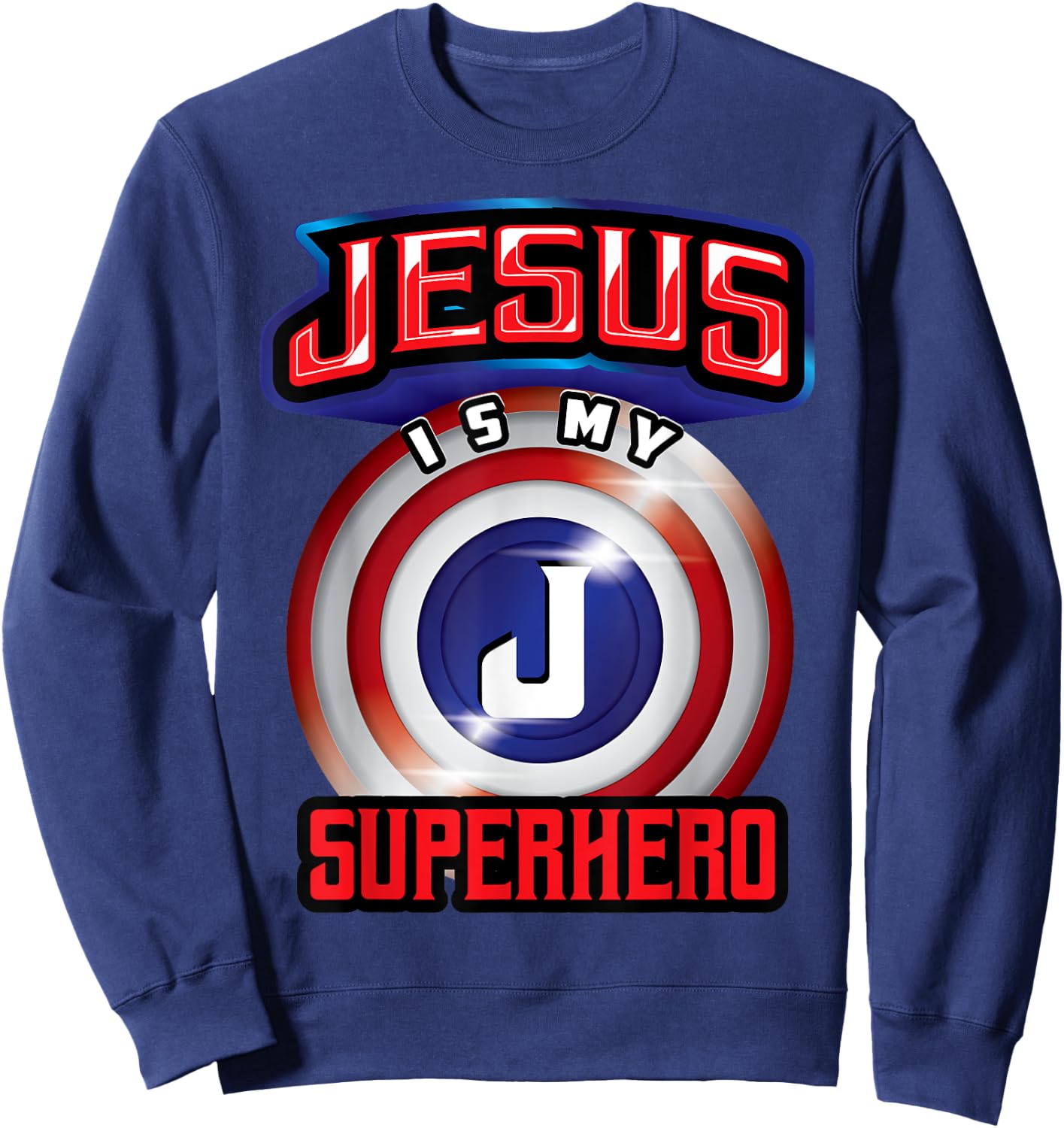 Jesus Is My Superhero | Cute Powerful Christian Gift Sweatshirt - Sweatshirt | Navy