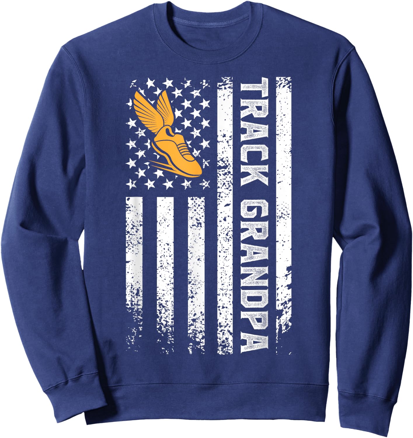 Track Grandpa US Flag Track And Field Grandfather Sweatshirt - Sweatshirt | Navy