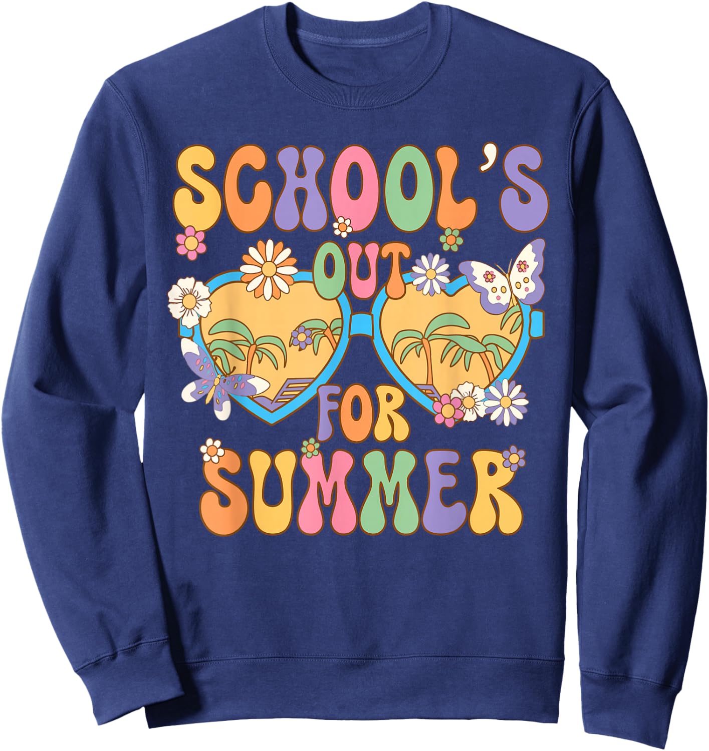 Schools Out For Summer Hawaii Beach Last Day Of School Retro Men Women Kids Sweatshirt - Sweatshirt | Navy