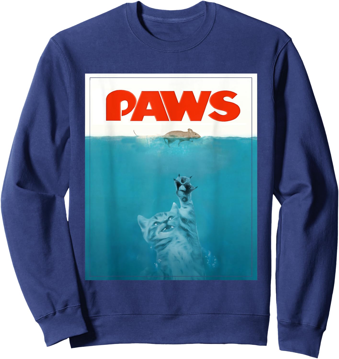 Paws cat funny , Kitten movie poster parody Men Women Sweatshirt - Sweatshirt | Navy