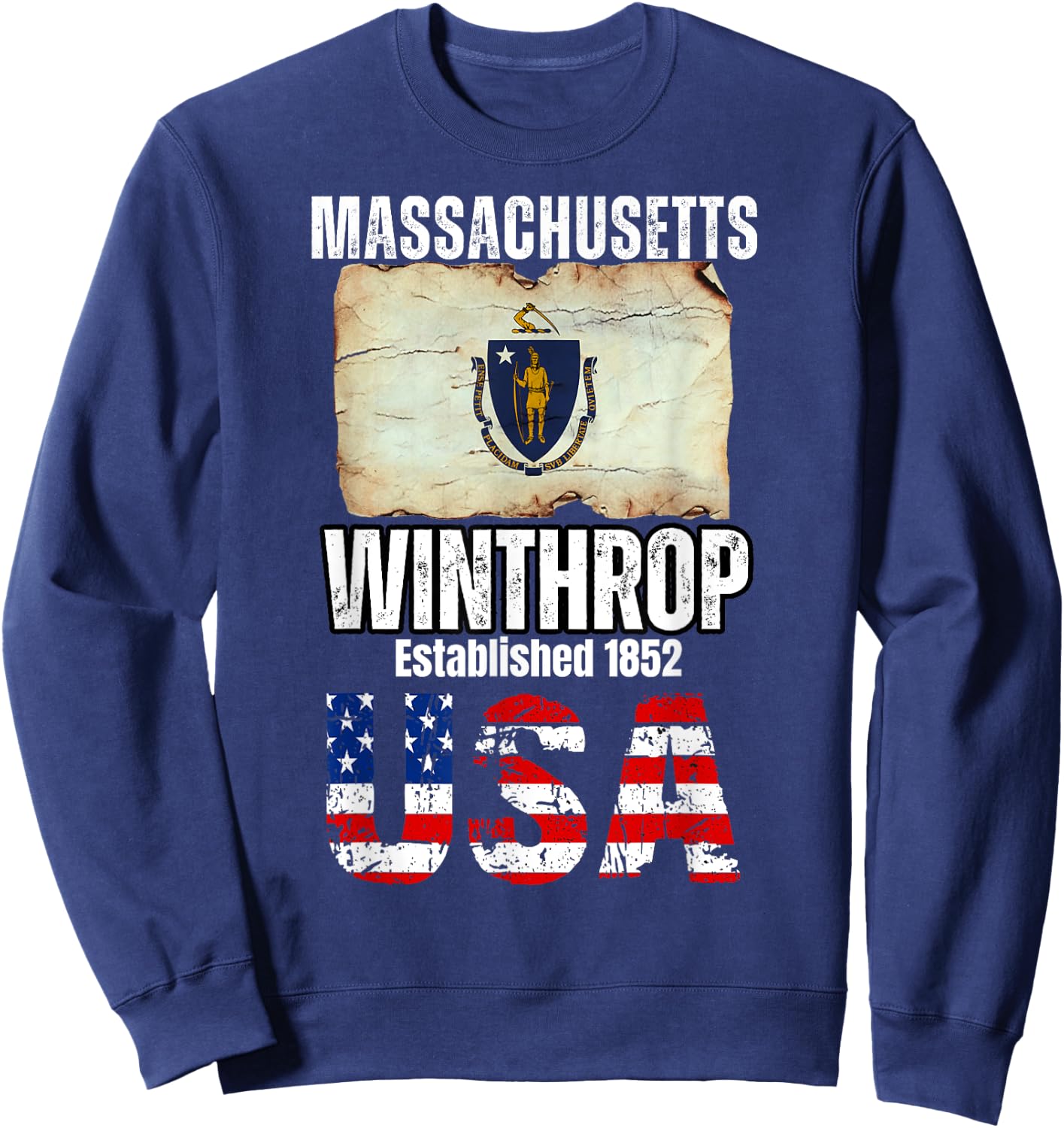 Winthrop, Massachusetts MA, Suffolk County Sweatshirt - Sweatshirt | Navy