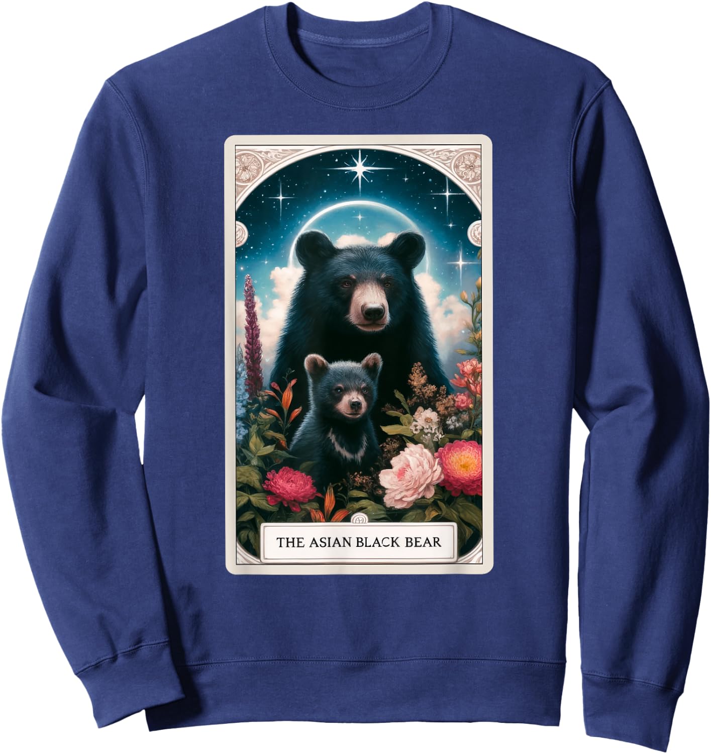 The Asian Black Bear Tarot Card Animal Wildlife Sweatshirt - Sweatshirt | Navy