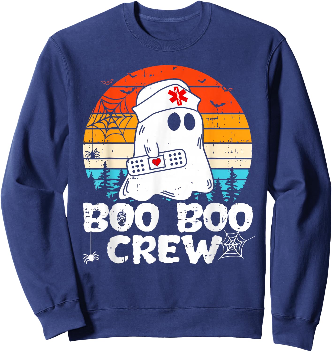 Boo Boo Crew Nurse Shirt Funny Ghost Women Halloween Nurse Sweatshirt - Sweatshirt | Navy