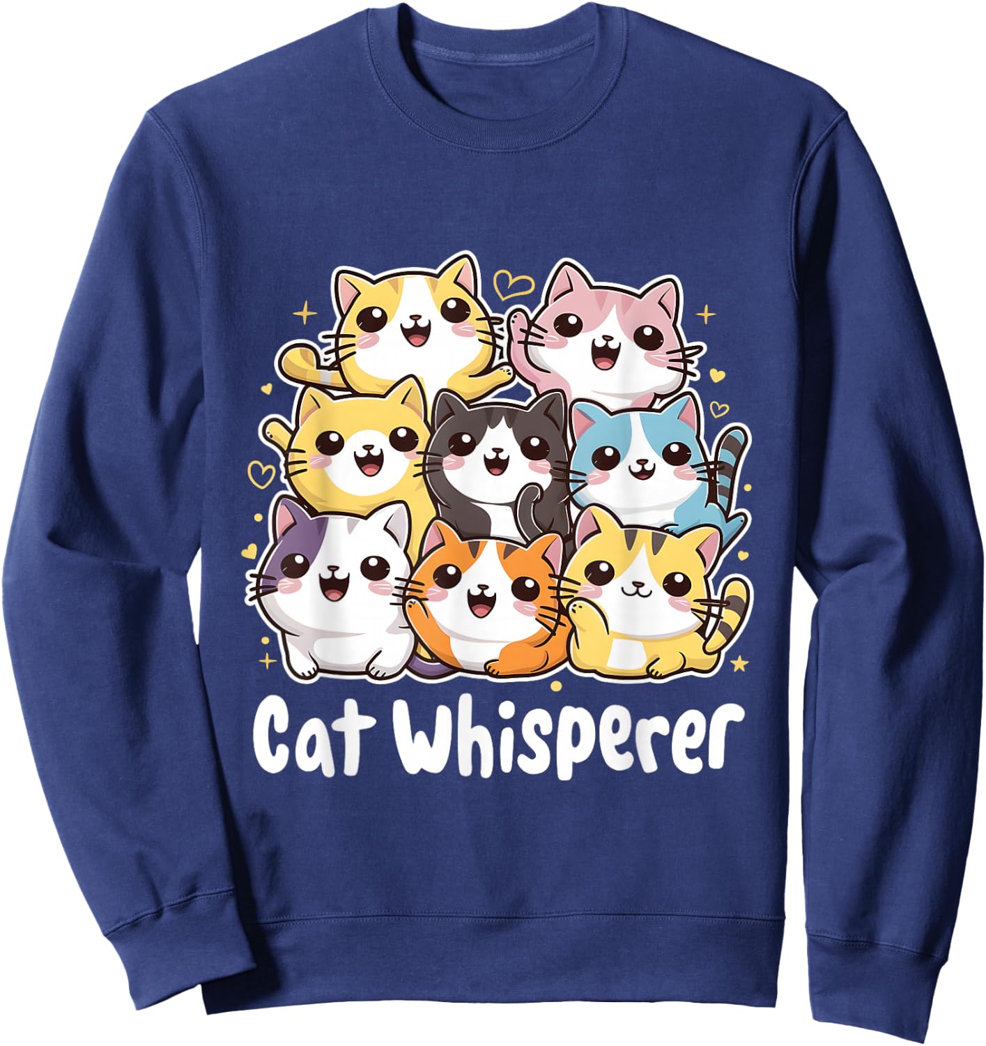 Cat Whisperer Cute Kawaii Cat Lover Sweatshirt - Sweatshirt | Navy