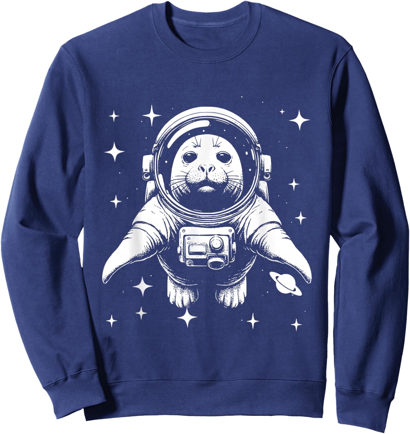 Elephant Seal Dad Mom Space - Astronaut Elephant Seal Sweatshirt - Sweatshirt | Navy