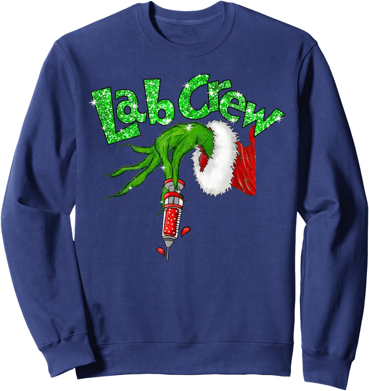 Lab Crew Nurse Merry Christmas Laboratory Xmas Pajamas Funny Sweatshirt - Sweatshirt | Navy
