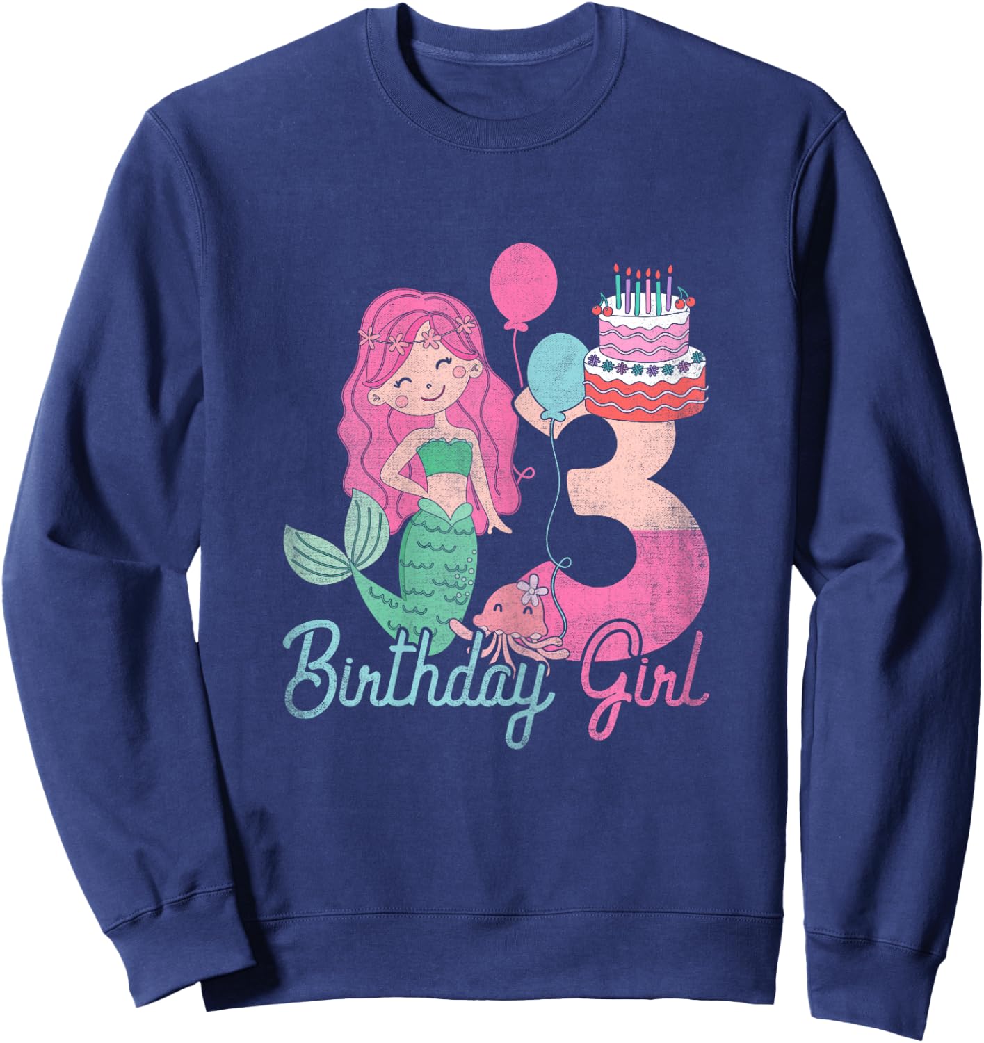 3 Years Old Birthday Girl Gifts Mermaid 3rd Birthday Sweatshirt - Sweatshirt | Navy