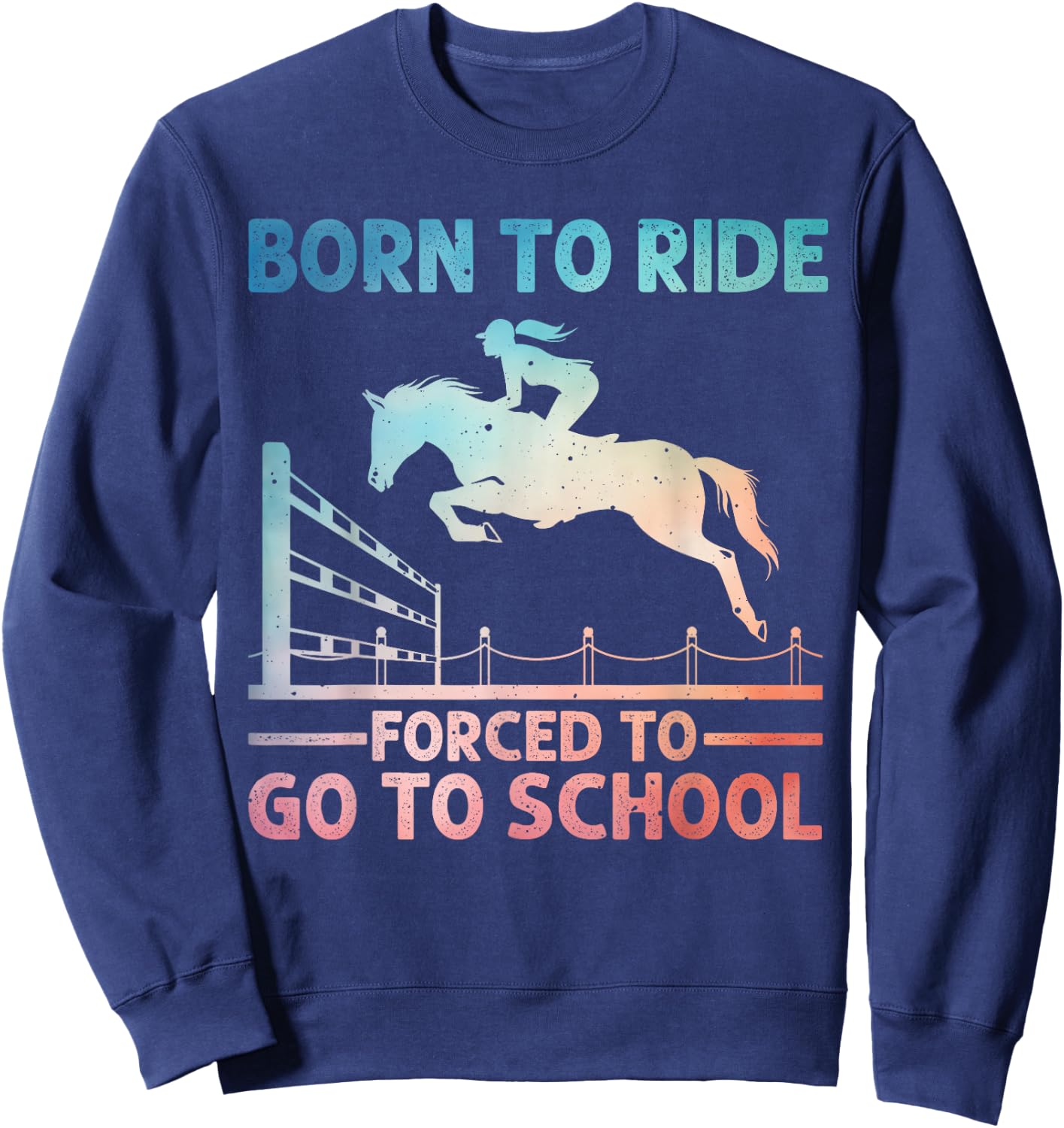 Horse Racing Art For Kids Boys Girls Horse Lover Equestrian Sweatshirt - Sweatshirt | Navy