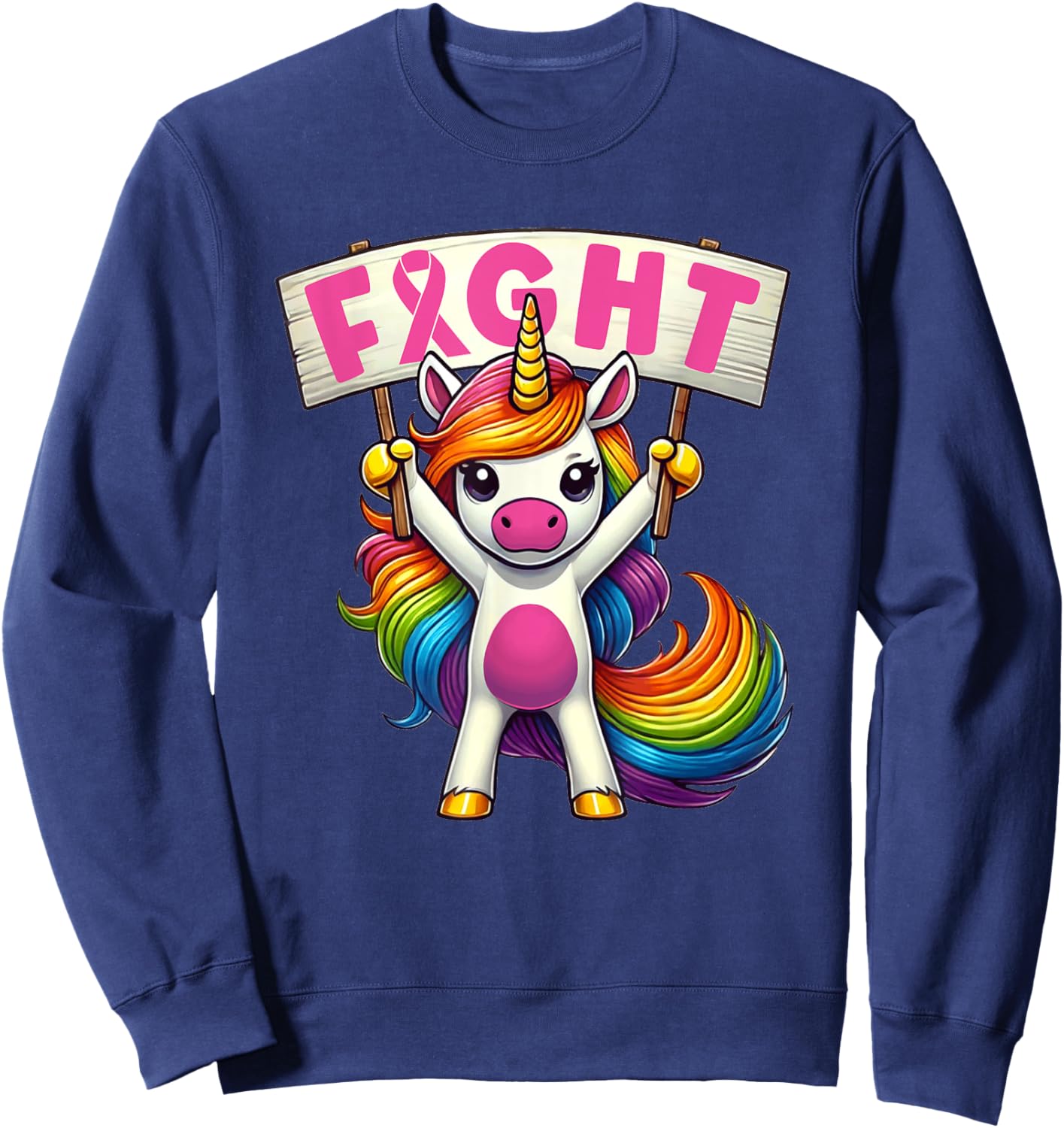 Fight Breast Cancer Awareness Girls Women Kids Youth Sweatshirt - Sweatshirt | Navy