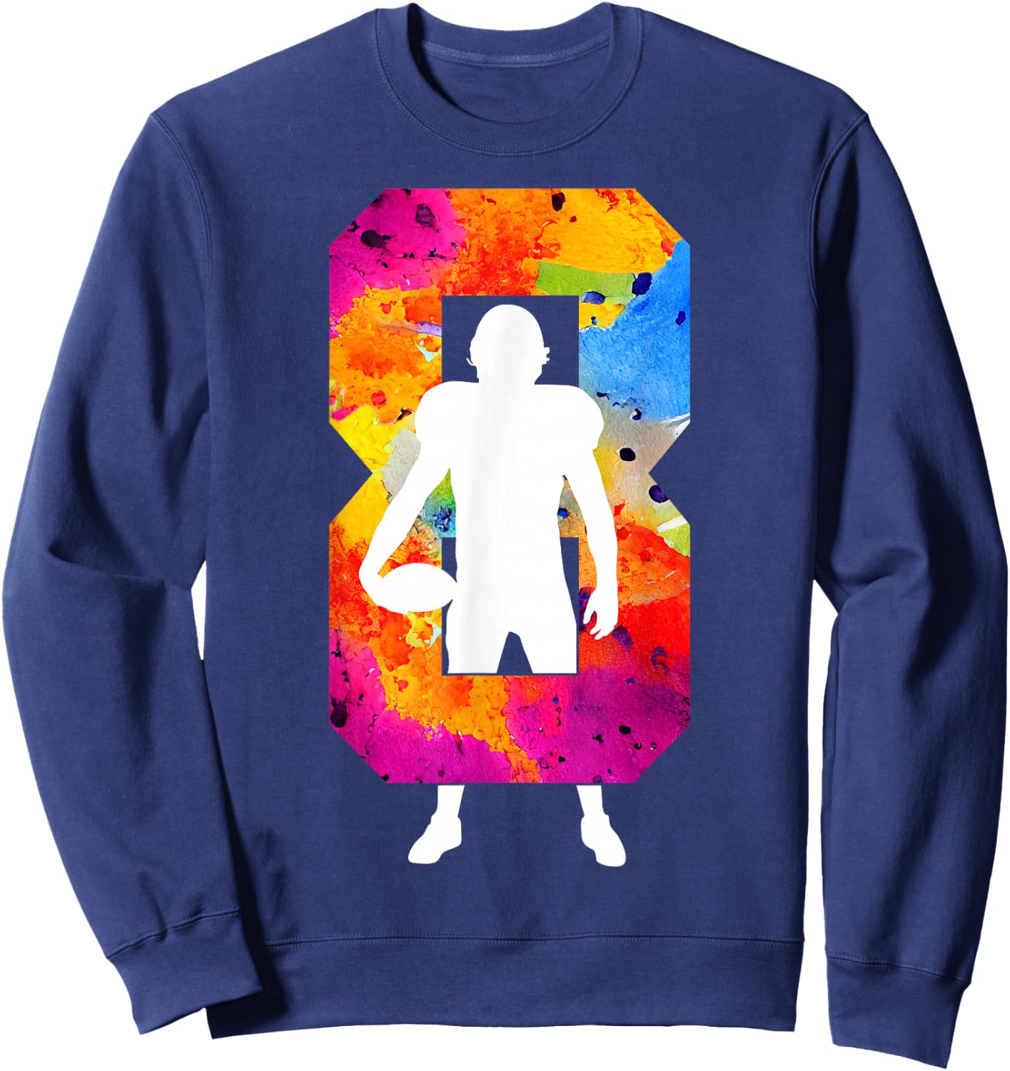 Number 8 Years Football 8th Birthday Sweatshirt - Sweatshirt | Navy